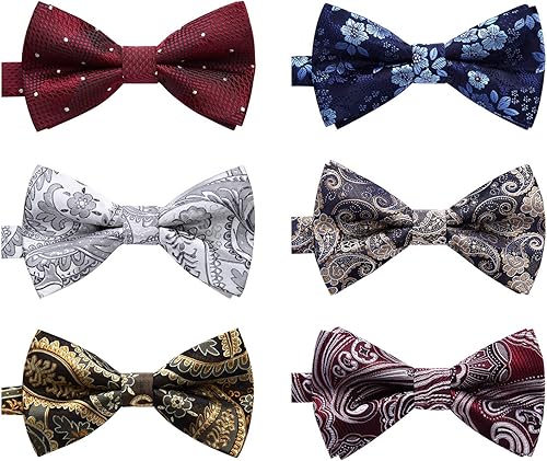 HISDERN 36 Pack Bow Ties for Men Paisley Plaid Dot Pre-Tie Bow Tie and Pocket Square Bowties Handkerchief Set Adjustable