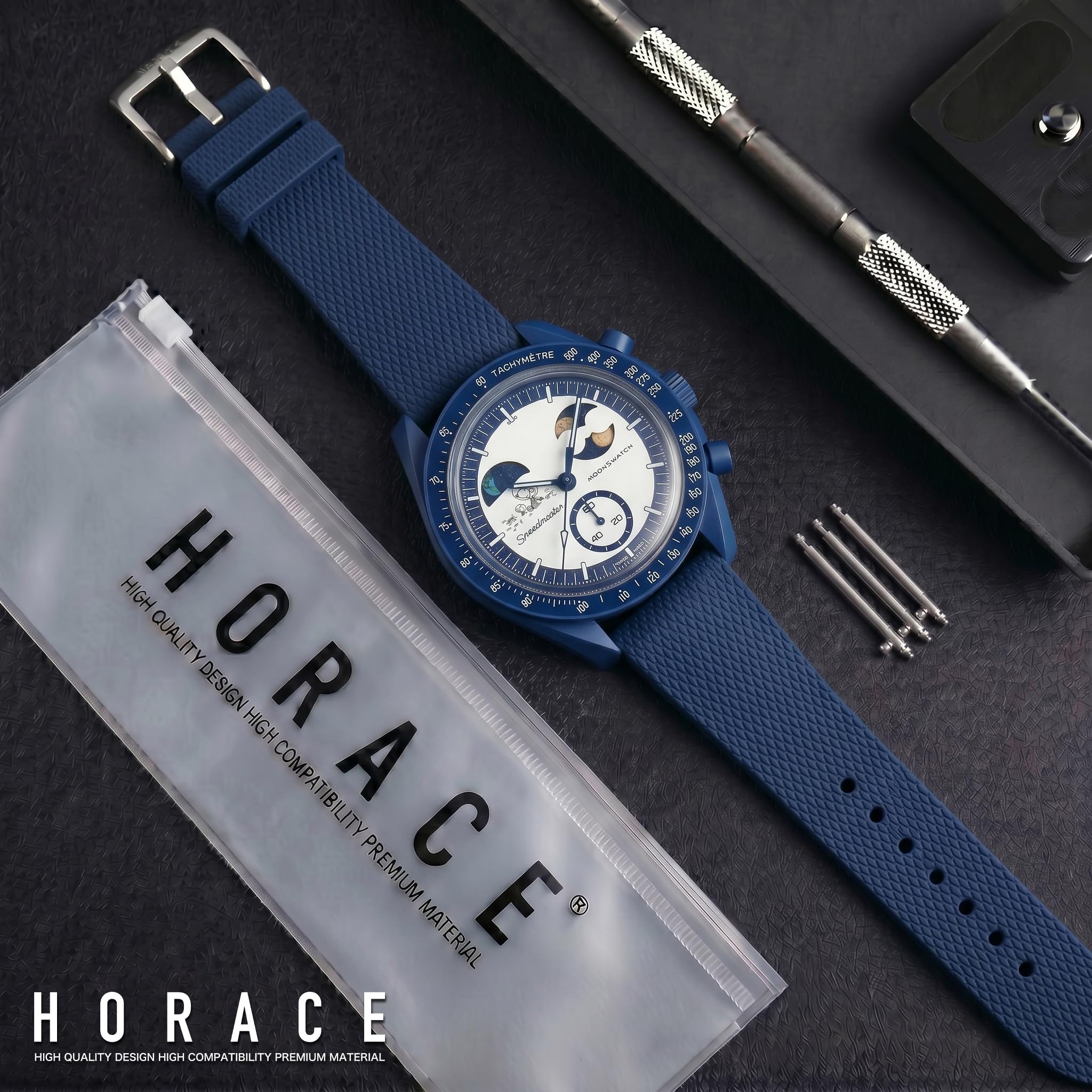 HORACE Cinturino universale in silicone liquido da 20 mm a sgancio rapido compatibile con Omega x Swatch MoonSwatch