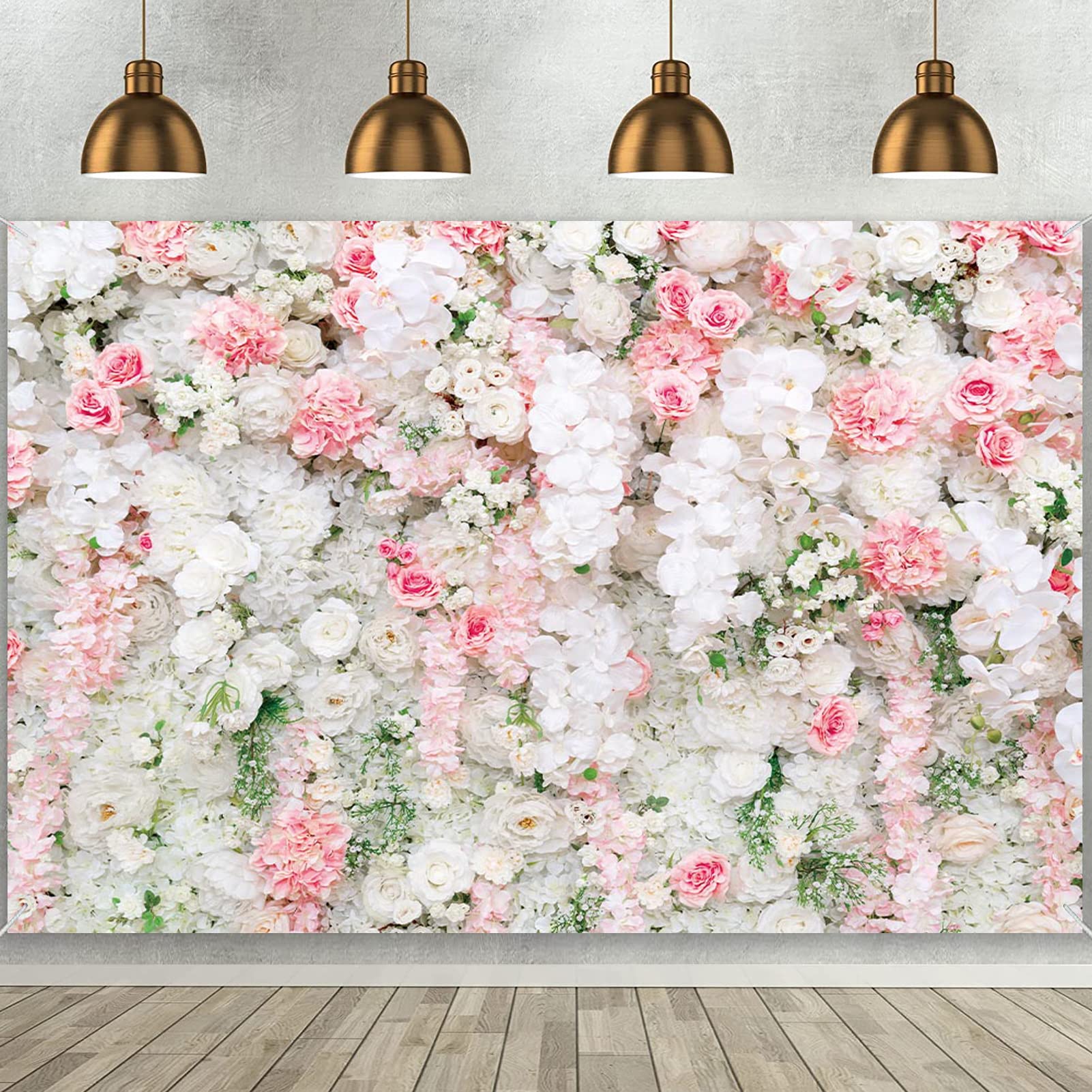 MAQTT 8x6ft Pink Rose Floral Photography Backdrop Spring Tea Girls Birthday Party Bridal Engagement Shower Party Photo Background Studio Prop Banner