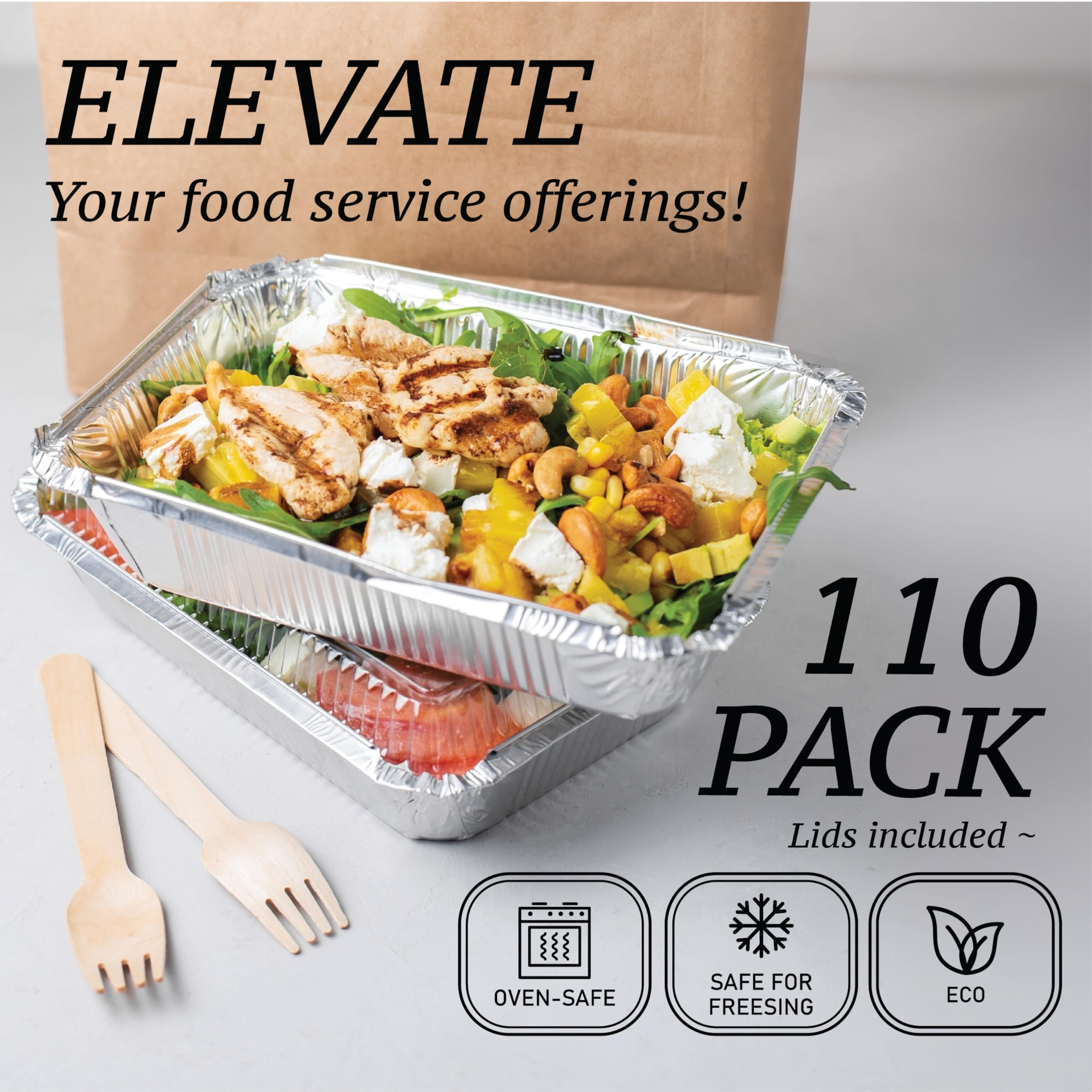 Spare Essentials Recipientes de aluminio de 2.2 libras con tapas de 8.5 x 6 pulgadas, sartenes desechables para llevar, hornear, congelar, almacenar alimentos, sartenes de aluminio, recipientes para