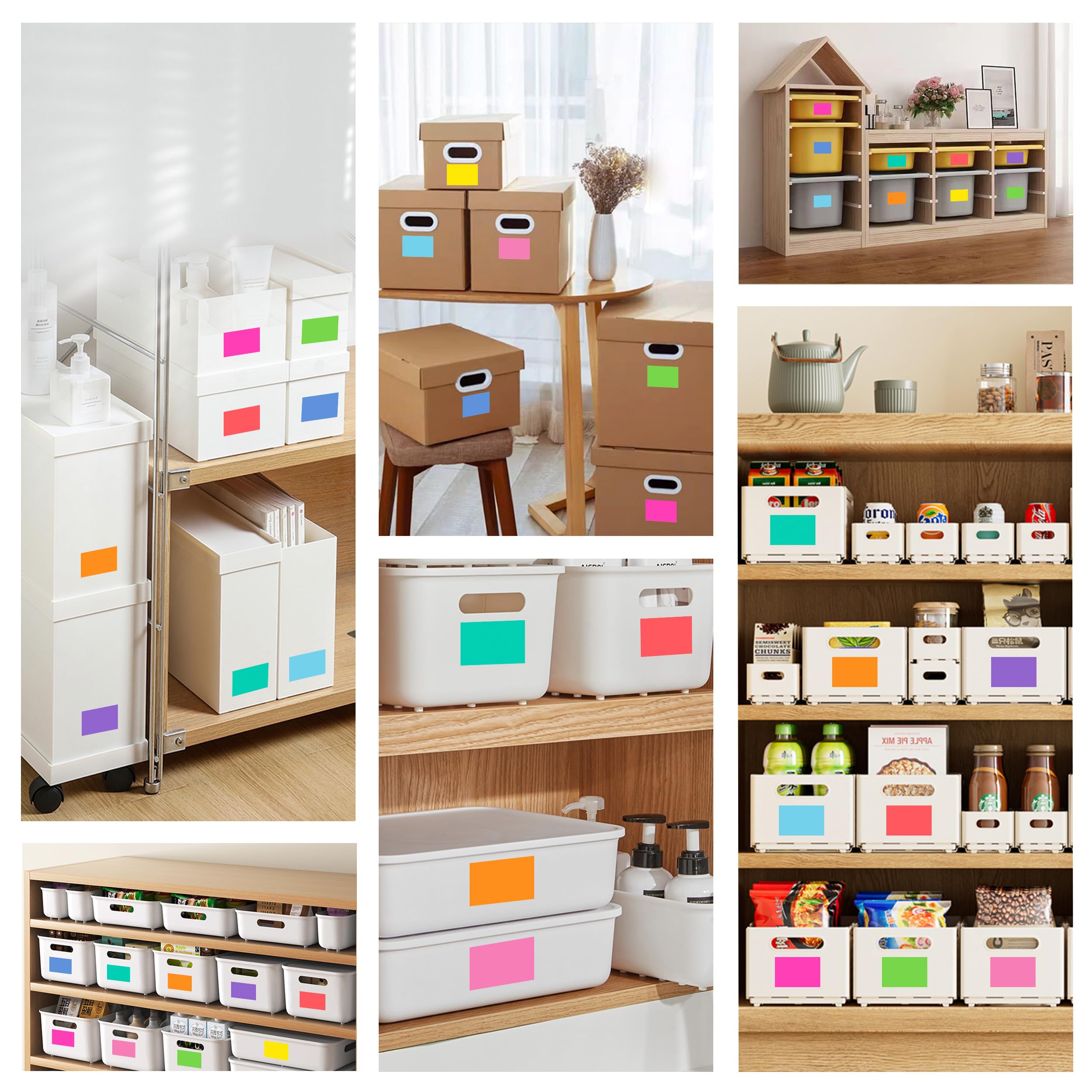 Farbige Etiketten-Aufkleber, 7,6 x 5,1 cm, Umzugsetiketten für Boxen, 10 Farben, große selbstklebende bewegliche Aufkleber, rechteckige Namensschilder, 200 Stück
