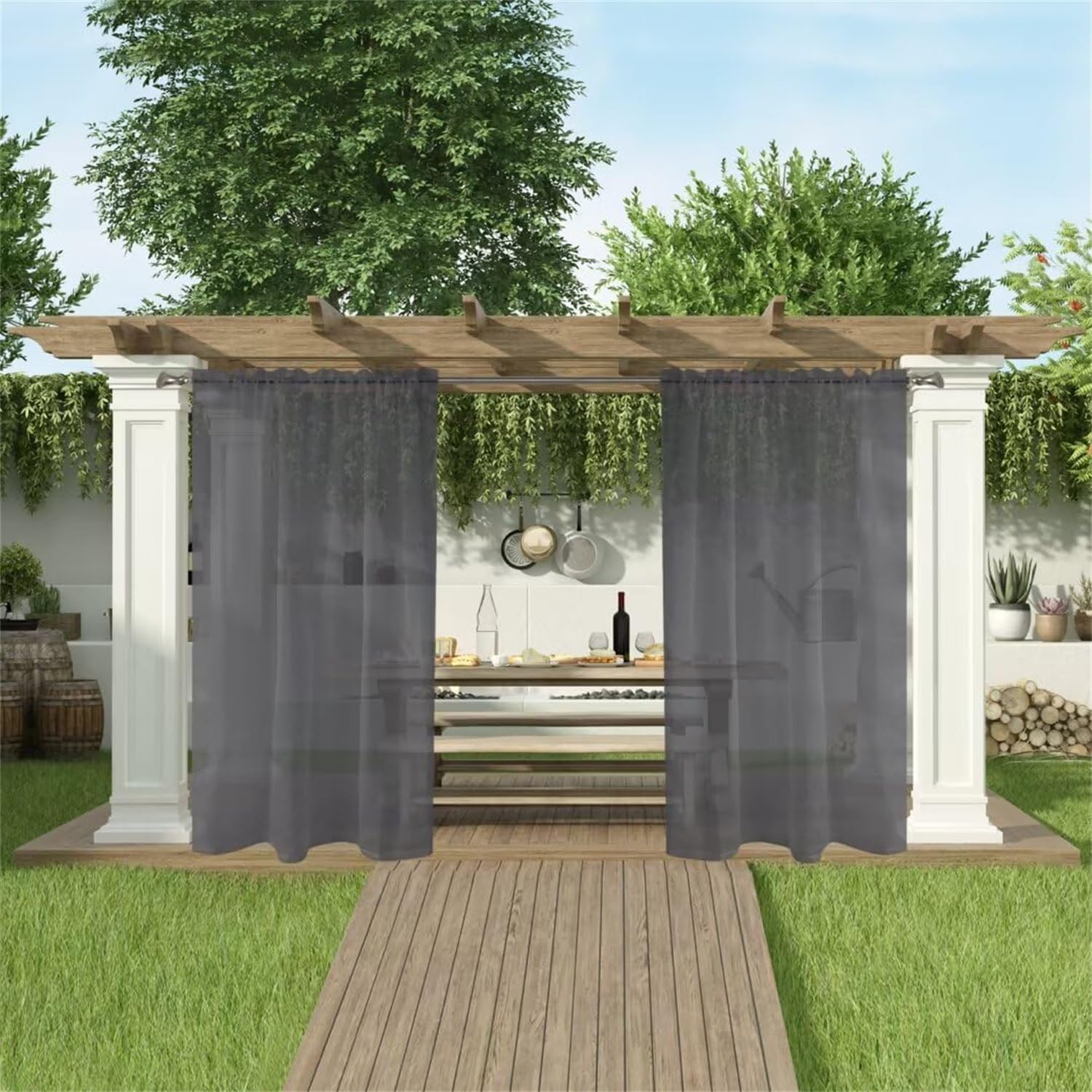 Transparante gordijnen - Tuinhuisjes kopen Transparante gordijnen - Tuinhuisjes kopen