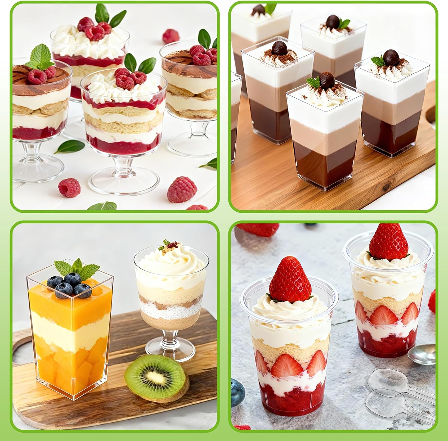240 Pcs 3 oz Plastic Dessert Cups with Spoons, Disposable Pudding