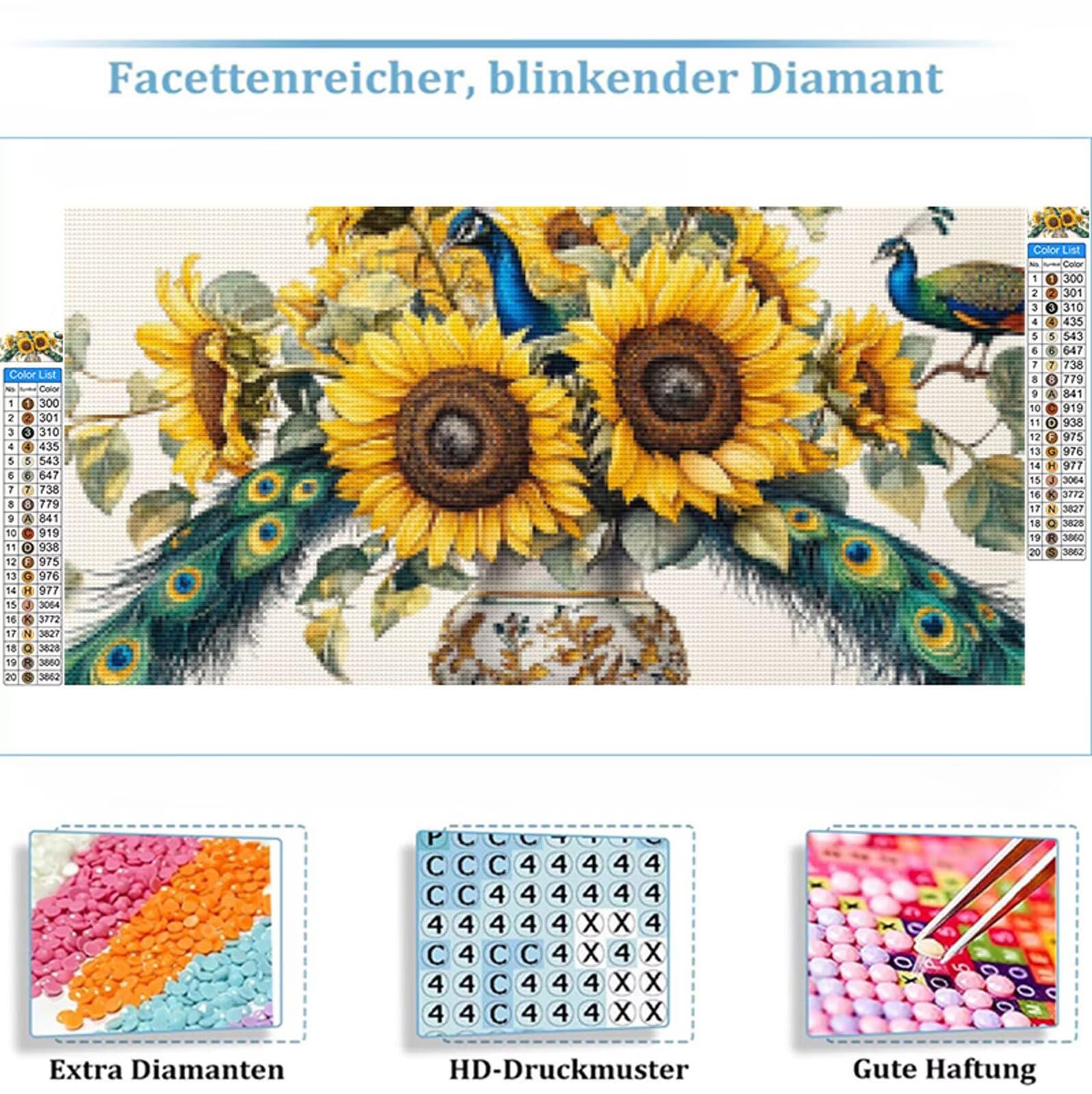 Diamentowe malowanie kwiatowe diamentowe malowanie dorośli rzemiosło haft krzyżykowy diament kryształ sztuka zestaw, DIY diamentowy obraz dla dzieci początkujący zestaw, dekoracja domu 50x100 cm paw c