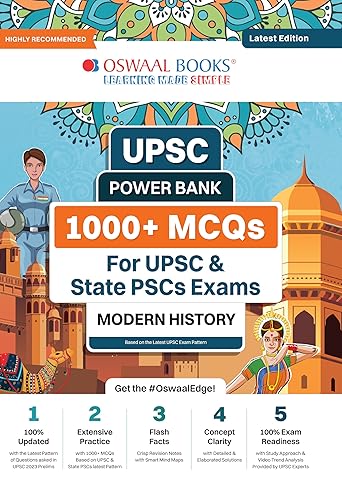 Oswaal UPSC Power Bank:1000+ MCQs for UPSC and State PSCs Exams Modern History (For 2024 Exam)