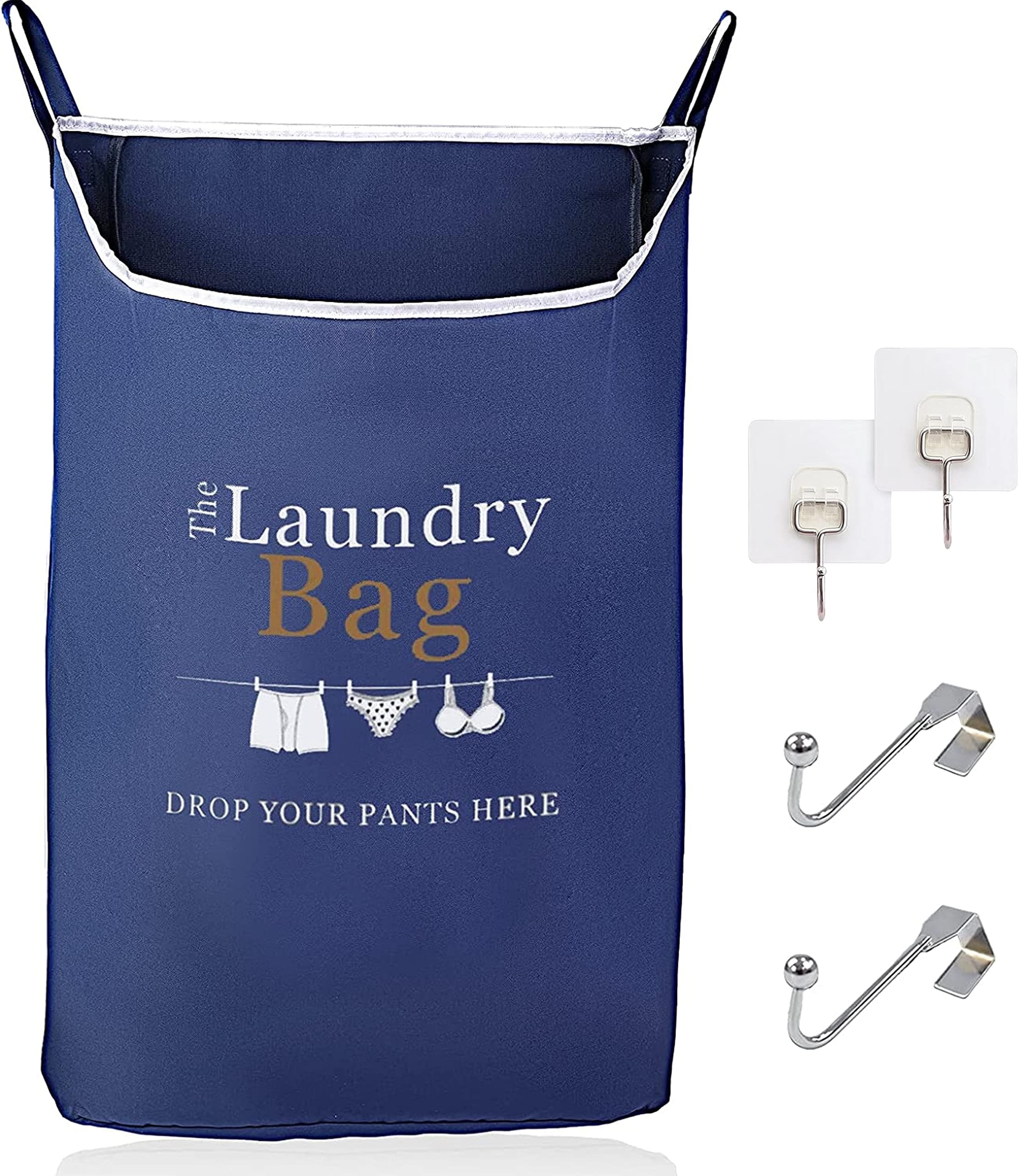 Amazon.com: coastal rose Large Hanging Laundry Hamper with Hooks and ...
