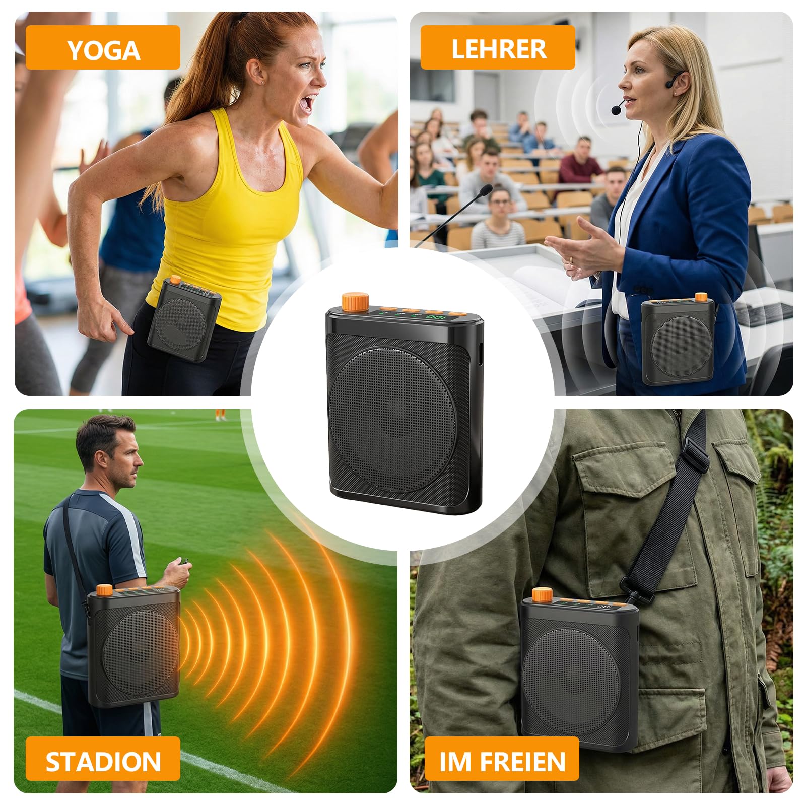 Amplificador de voz con micrófono inalámbrico, amplificador de voz portátil Bluetooth 5.4 con micrófono de auriculares, altavoz mini recargable 2000mAh, inalámbrico, ideal para profesores