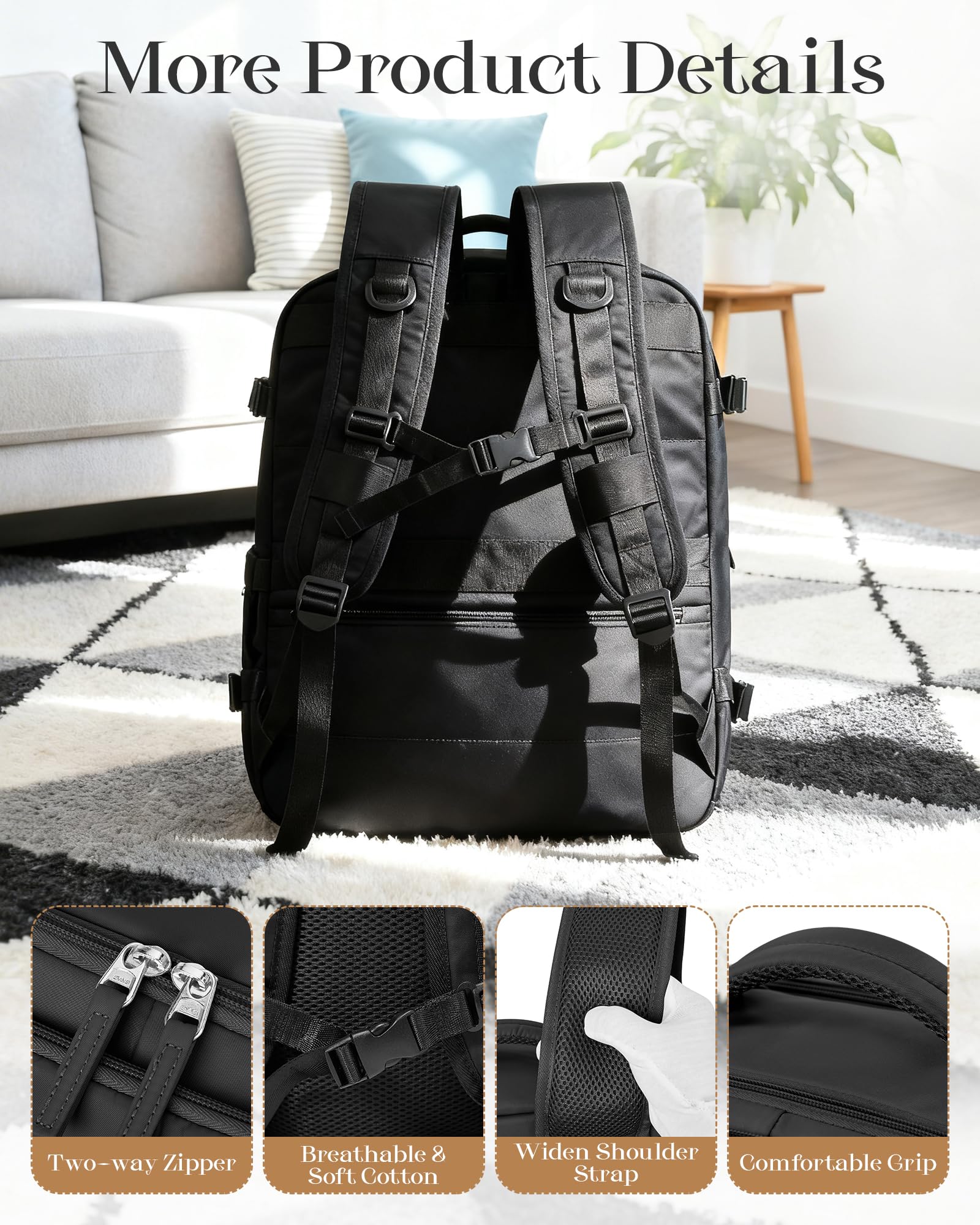 Zaino al vuoto di viaggio con sacchetto da abbigliamento, grande 18×14×8 tuta portare borse volo approvato, bagaglio oggetto personale con sistema di vuoto, Portare su bagaglio tuta uomini