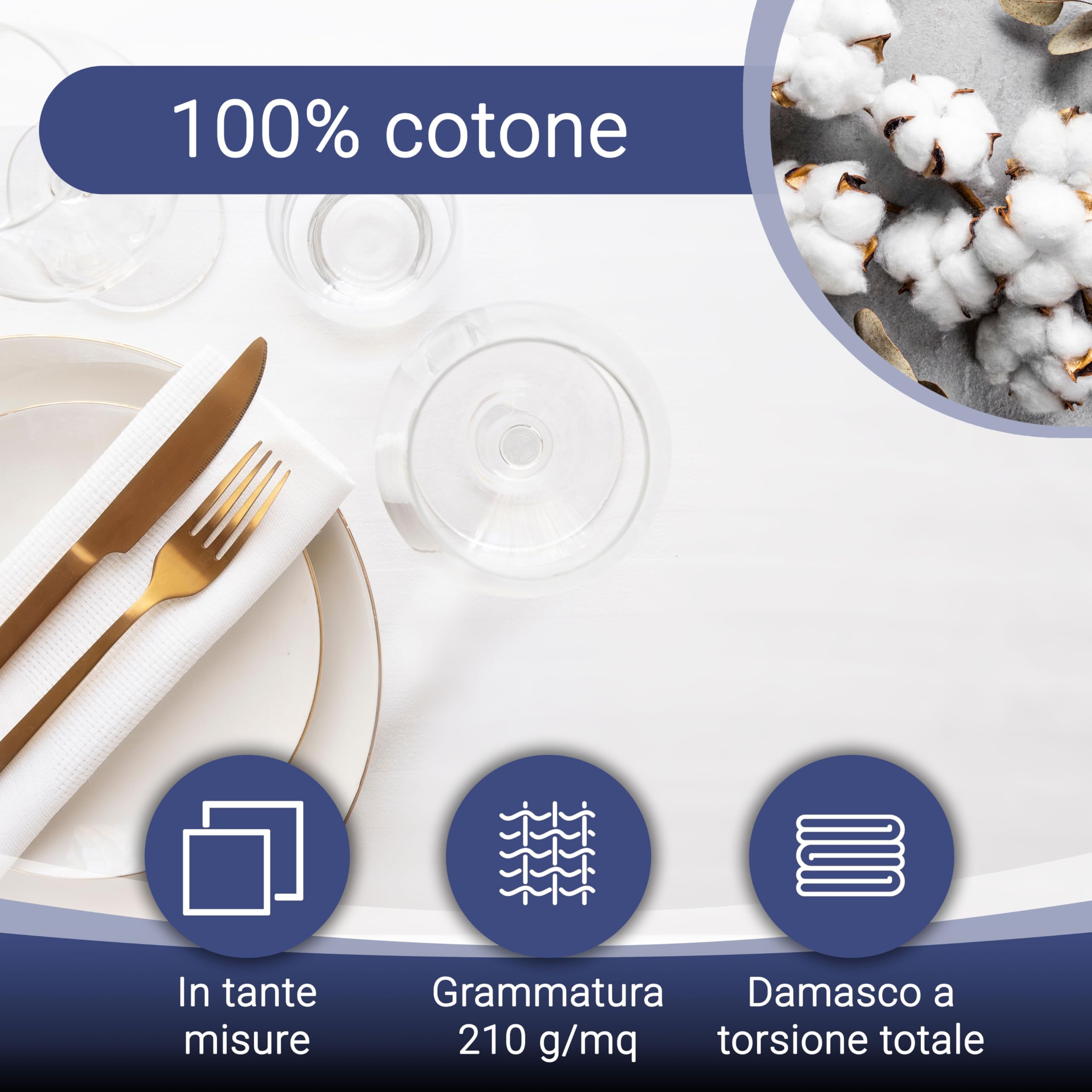ZOLLNER 4 Tovaglie per il centro tavola - 100x100 cm in cotone - tovaglietta di alta qualità - classica e robusta - materiale resistente - lavabile a 95°C - qualità alberghiera