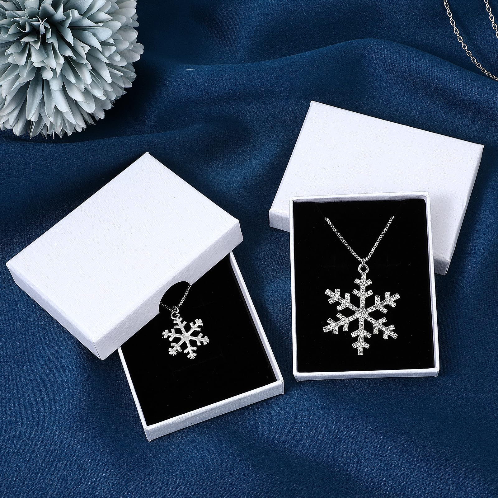 2 Pack Small Jewelry Gift Box, Cardboard Jewellery Box with Lids Pendent Storage Case Necklace Bracelet Earring Cardboard Organizer Square Jewelry Gift Boxes for Necklaces Bracelets Earrings(White)