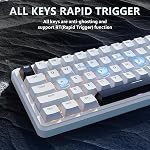 ATTACK SHARK X65 HE Fils RT 65% RGB Clavier de jeu mécanique-Blanc 8KHZ Taux de sondage, Interrupteur magnétique à effet de serre, Monté en haut, Échangé à l'hôte,0.01mm Actualisation réglable,PBT Captures de clés pour PC/Win/Mac