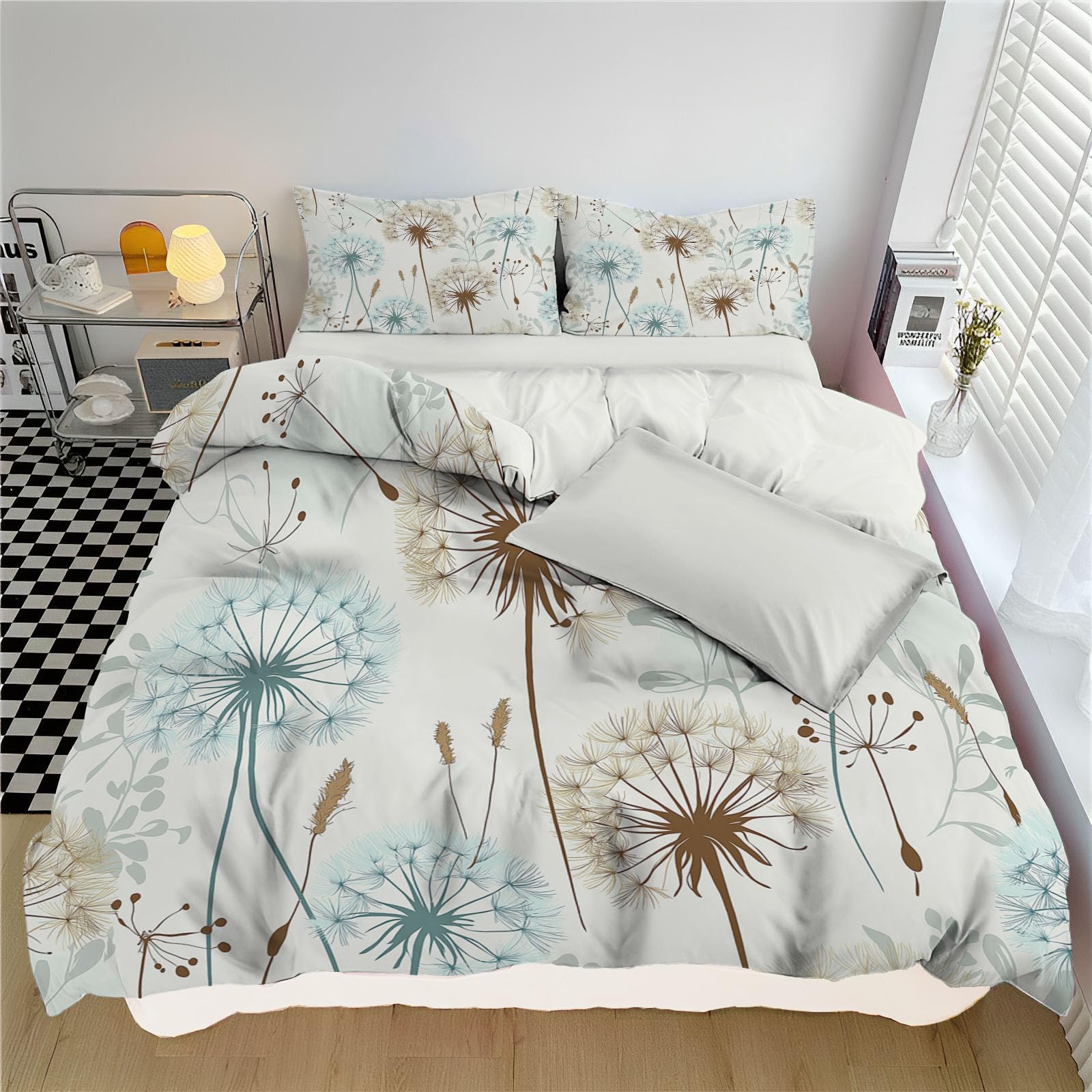 Parure de couette pissenlit beige pour transformer la chambre d'enfant en un cocon vintage douillet