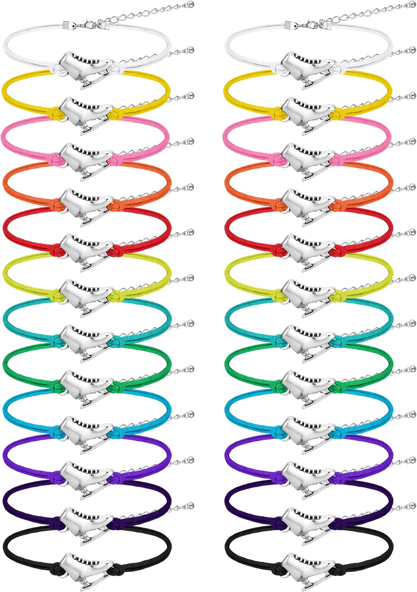 24 Pcs Ice Skating Party Favors Colorful Ice Skating Bracelet Skater Birthday Gifts Sports Goodie Items Bulk for Women Men Skater Lover