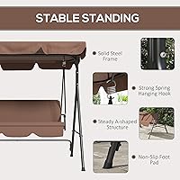 Vista 4 de Outsunny Silla columpio de 3 asientos para patio al aire libre con cojín extraíble, soporte de marco de acero y toldo inclinable ajustable