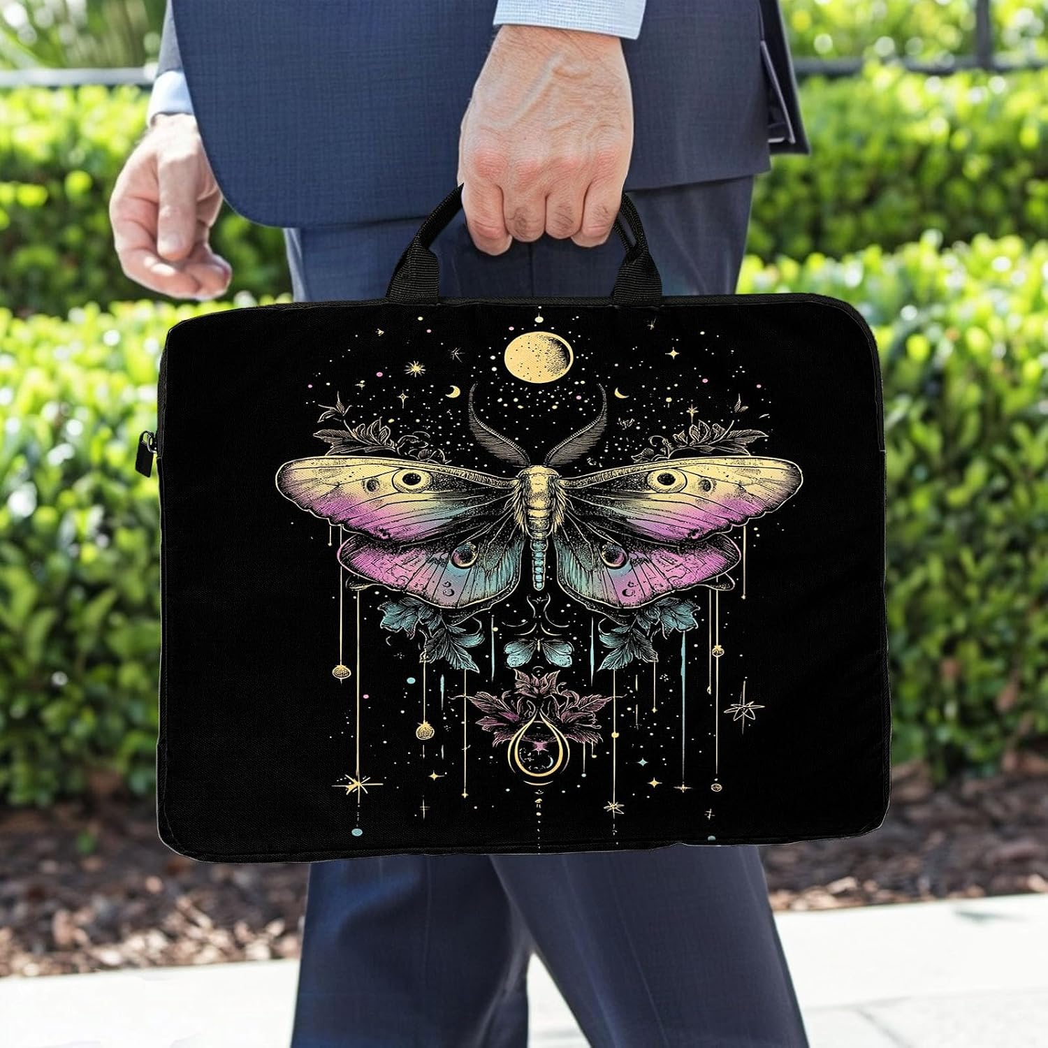 15-Inch Laptop Sleeve – Stylish, Lightweight, Shockproof, Water-Resistant Case for Lenovo, HP, Dell, Asus Notebooks - Moth and Moon image 4