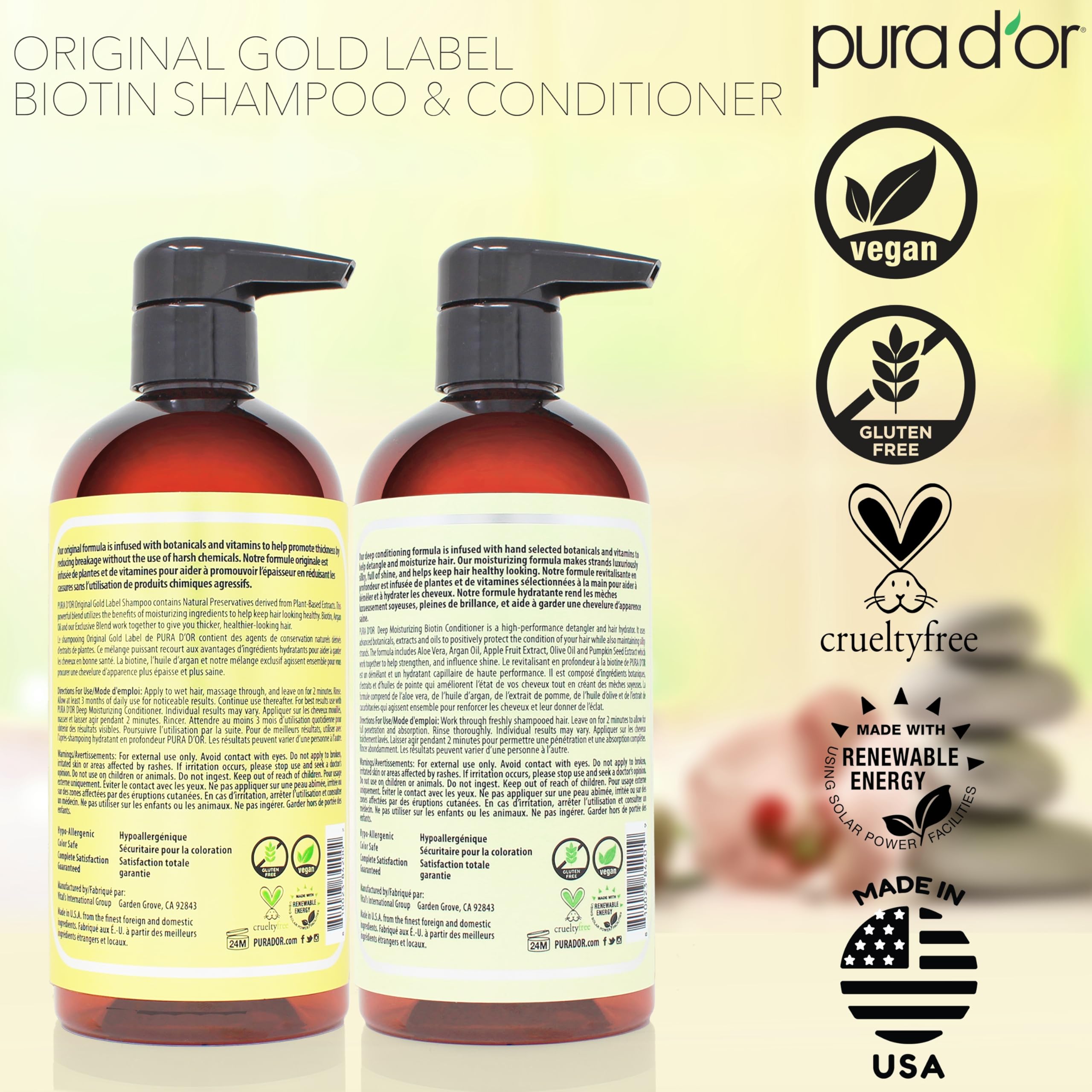 PURA DOR Biotin Original Gold Label Anti-Thinning Hair Care Set