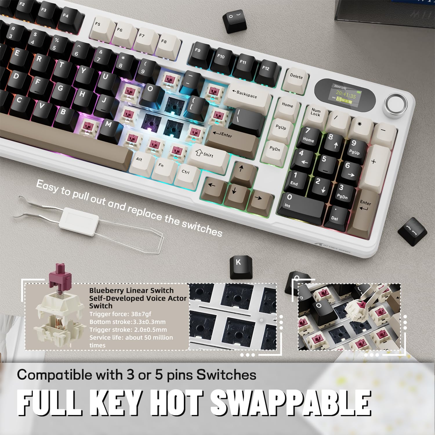 Amazon.com: ATTACK SHARK X98PRO Wireless Mechanical Keyboard,Multi