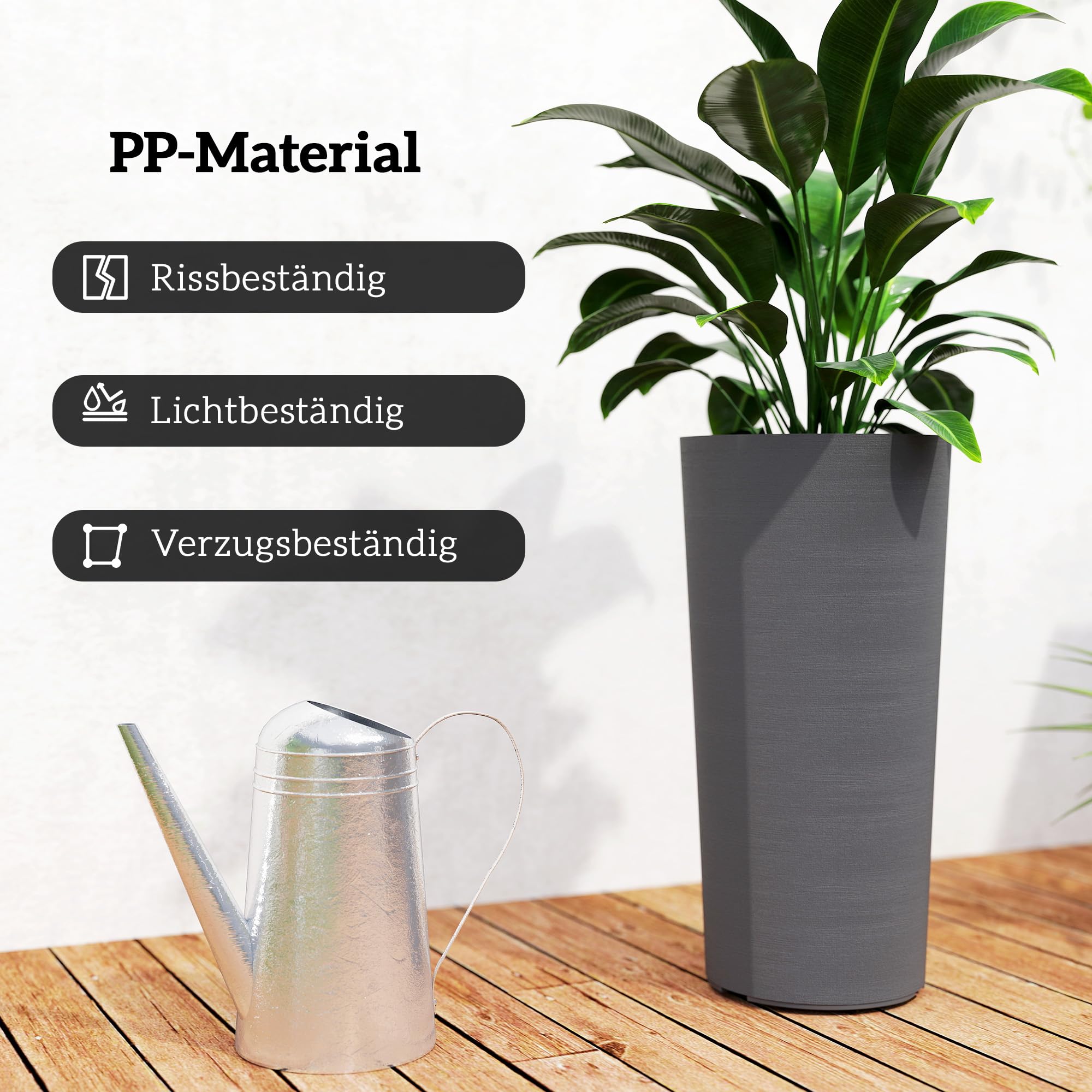 Outsunny Blumentopf Stapelbar mit Löcher 2er Set 35x35 cm Dunkelgrau | Kunststoff Pflanzkübel, Pflanztöpfe Rund, Blumenkübel, Rundtopf, für Tomaten Blumen, Pflanzentopf für Garten Balkon