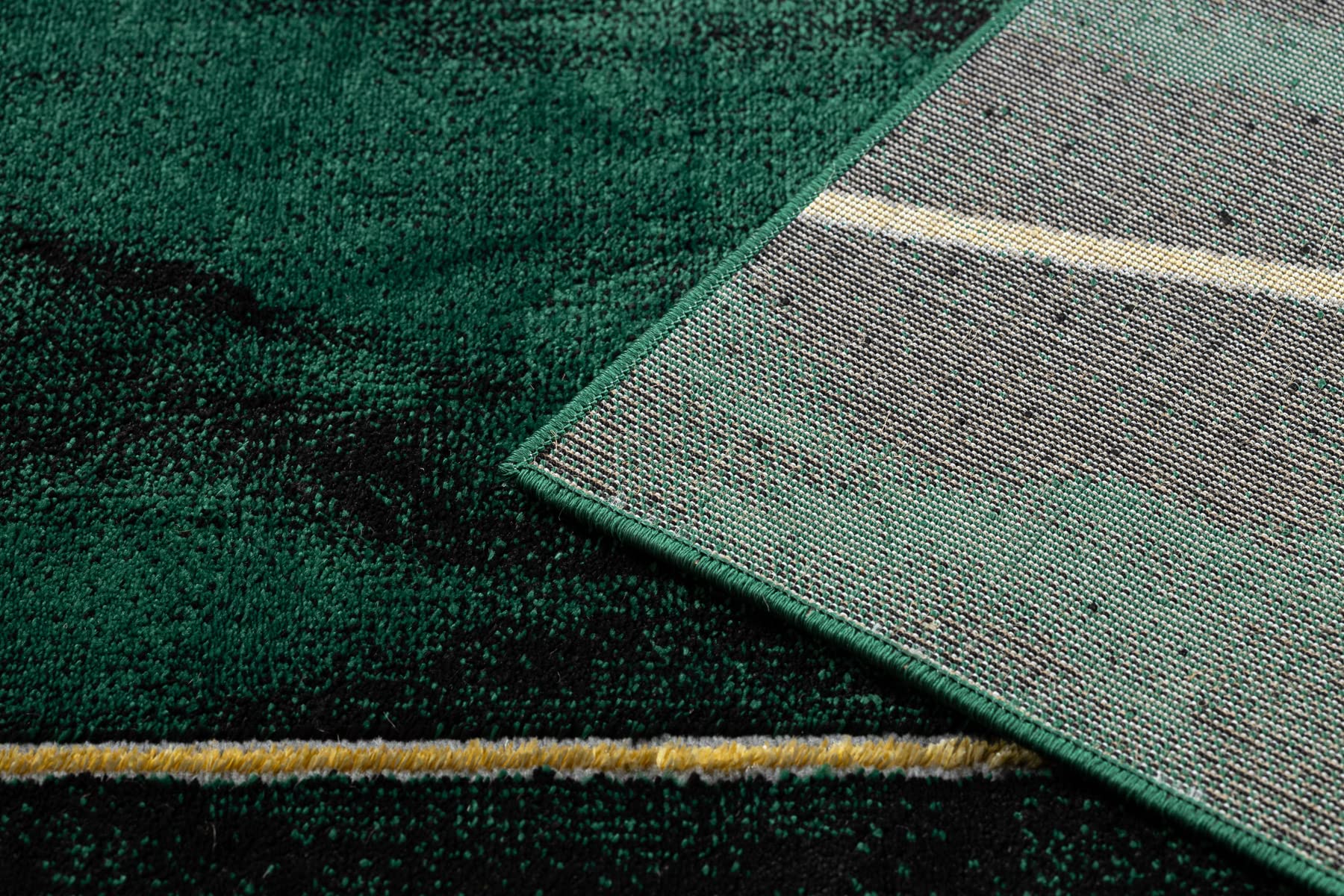 rugsx Tapis Exclusif Emerald Tapis Glamour, Tapis élégant, pour Le Salon, la Chambre à Coucher, Le Bureau, Le Dressing, Géométrique, Vert Bouteille/Or 180x270 cm
