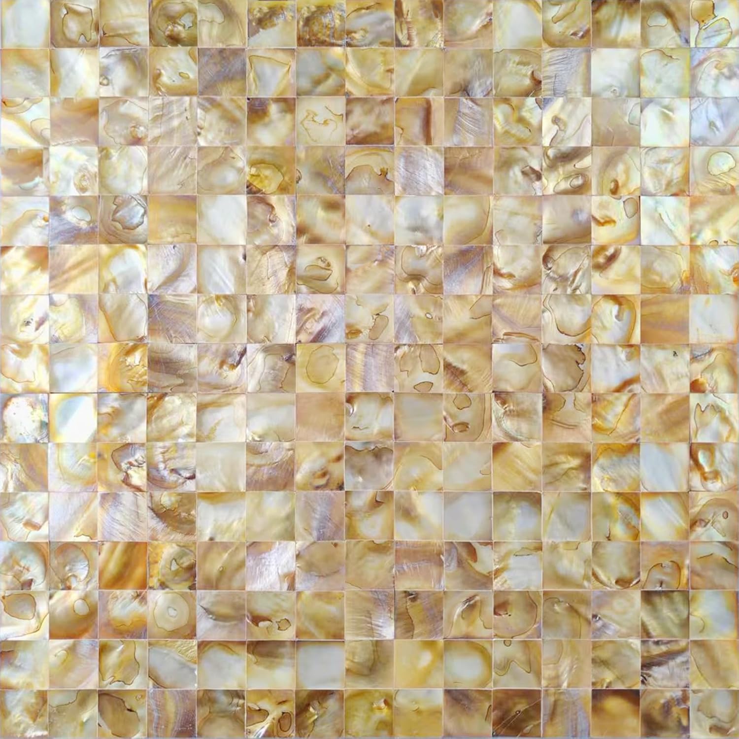 Mother of Pearl Ttile Peel and Stick Backsplash Natural Seashell Shells Tiles Shell Mosaic for Self Adhesive Kitchen, Bathroom Walls,Home Decor 10 Sheets 12x12?Gold ?Gold 6
