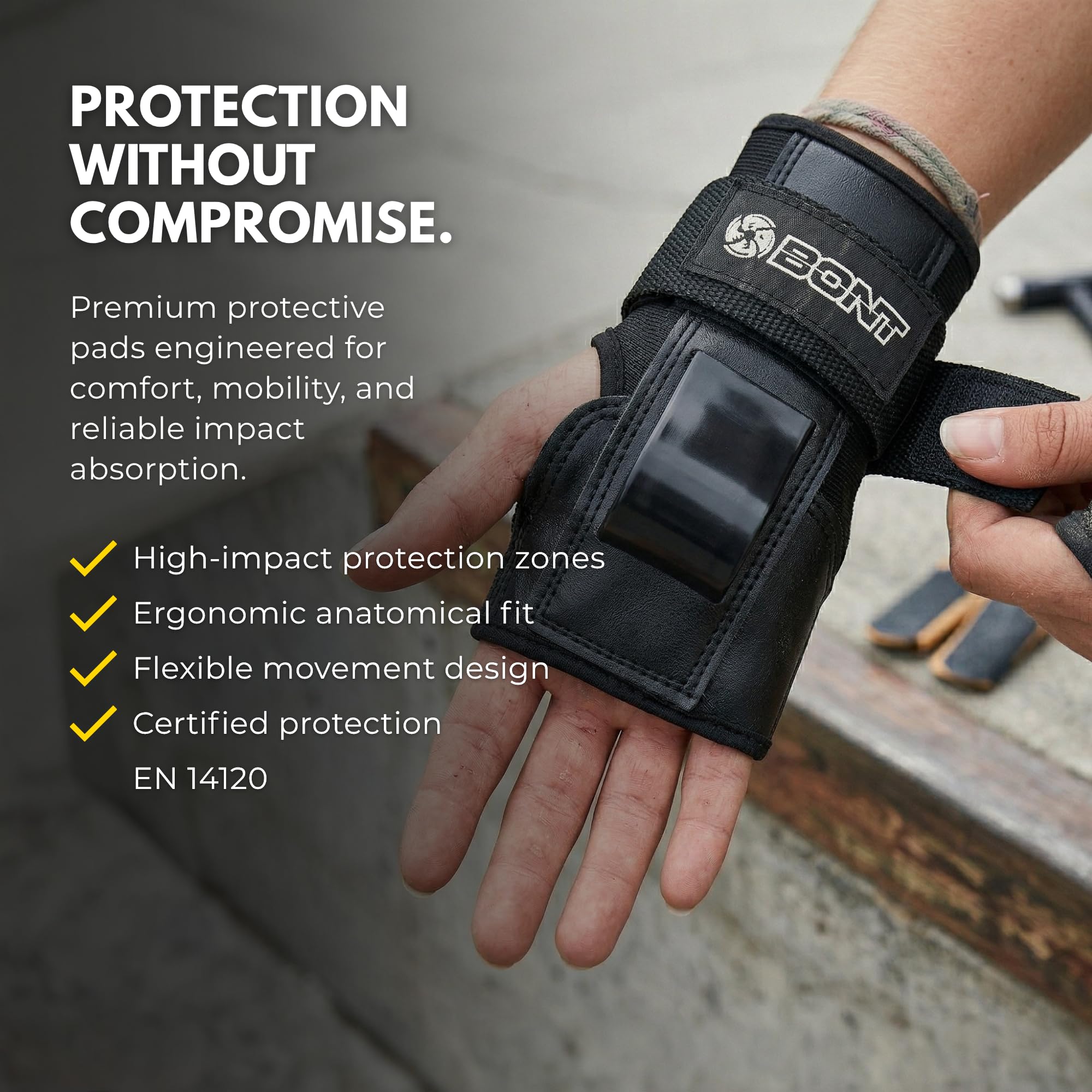 Bont Protector de muñeca para adultos, protección para patinaje de rodillos, patín de parque, patineta, patinete (pequeño)