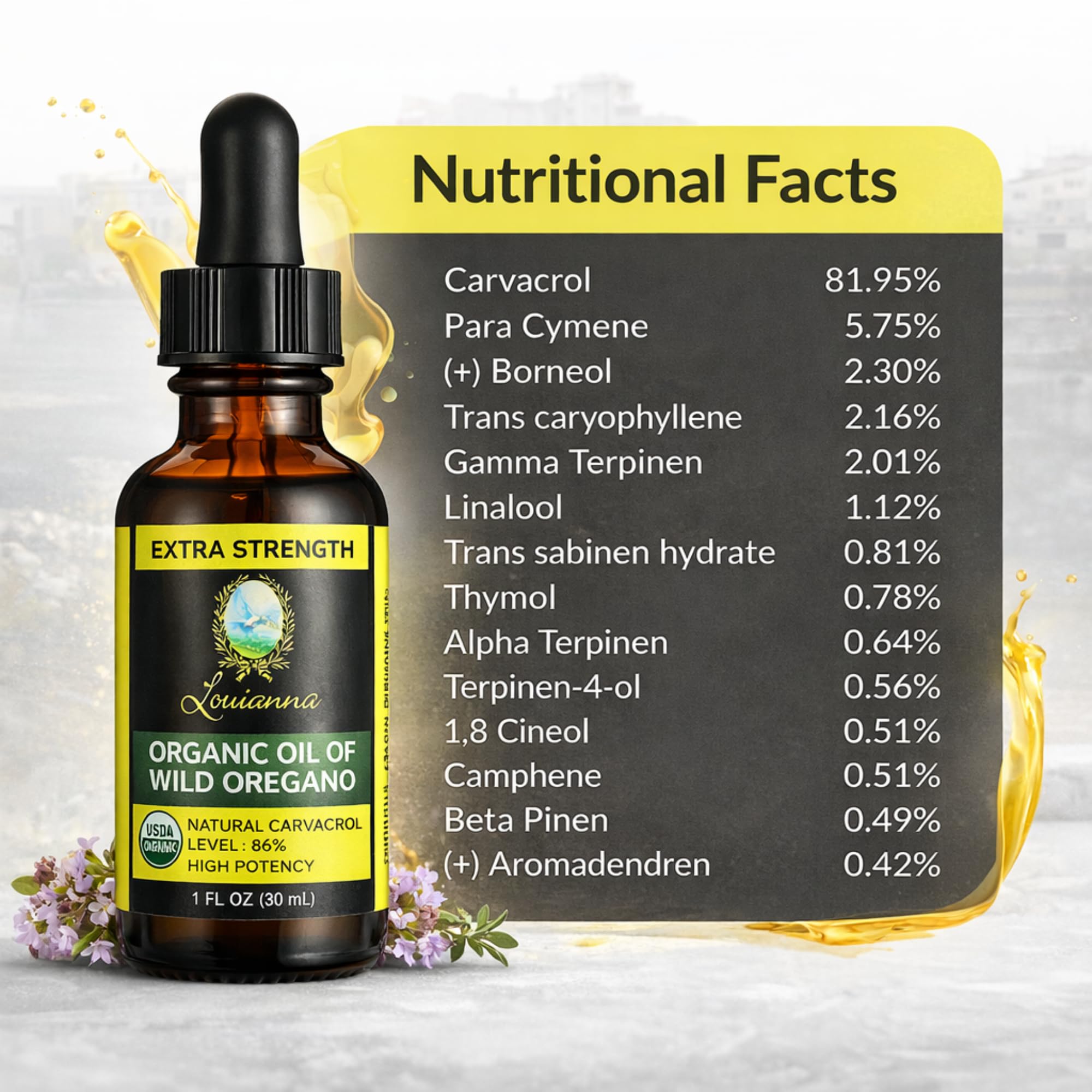 Louianna Organic Wild Oregano Oil, Aceite de Oregano, Pure Oil of Oregano Drops, with 86 Percent Carvacrol, for Oral or Topical Use, Immune and Seasonal Support, 30 ml — Amazon image 2