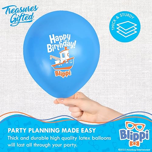 Miniatura 3 de Treasures Gifted Blippi - Paquete de 24 globos de cumpleaños de Blippi, globos de látex Blippi, globos Blippi de 12 pulgadas, naranja, azul y