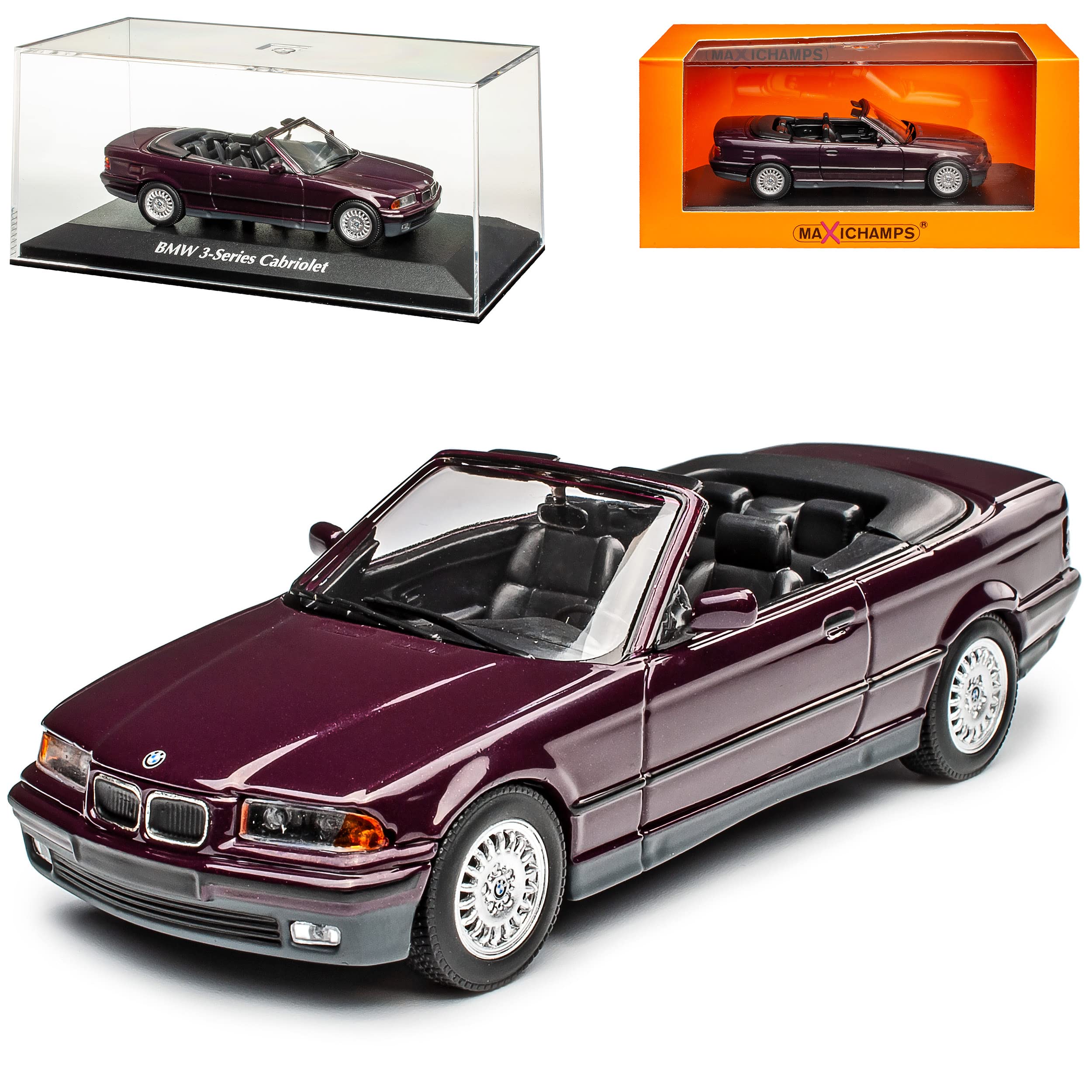 Generisch B*M*W 3er E36 Cabrio Violett Purple Metallic 1990-2000 1/43 Minichamps Maxichamps Modell Auto