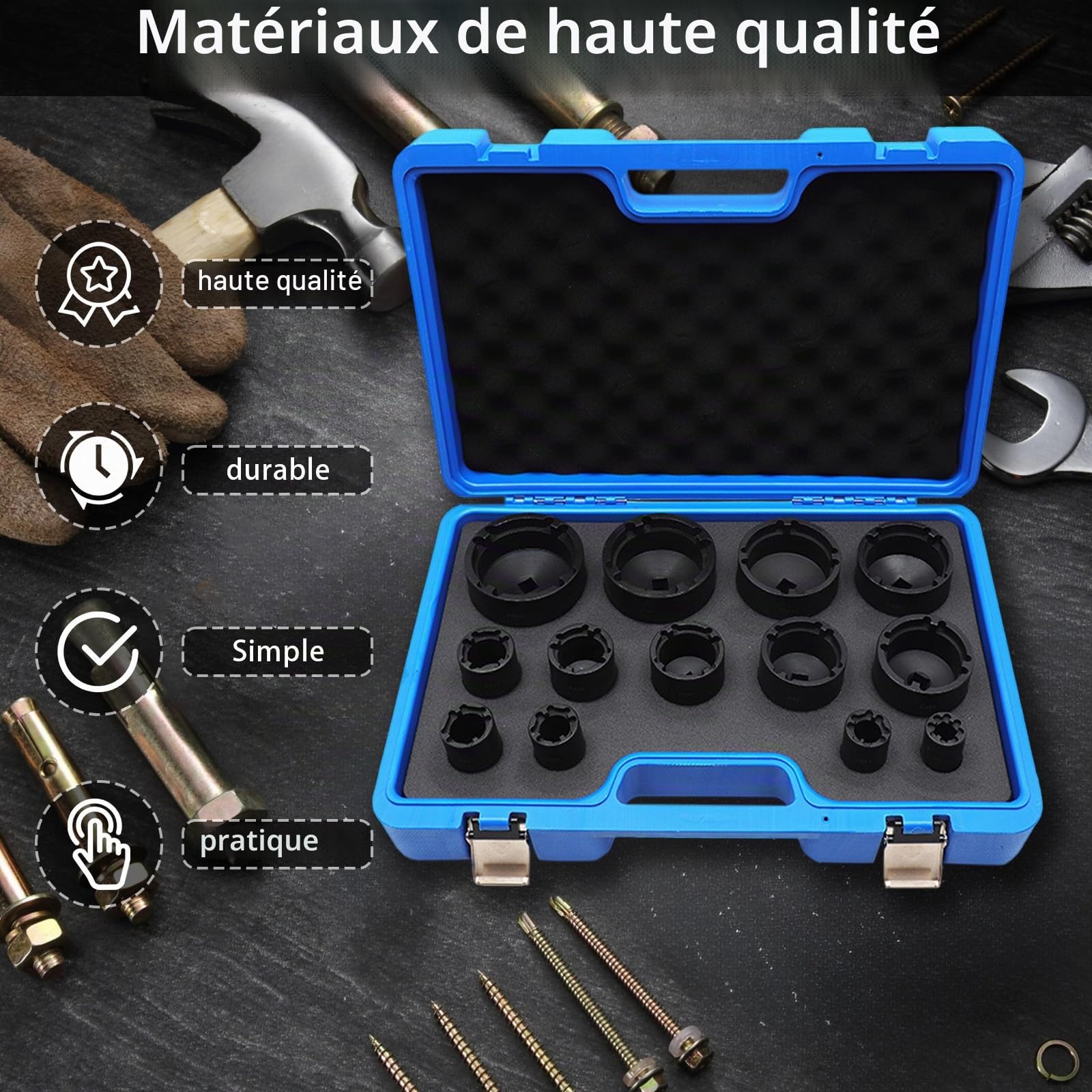 Jeu De 13 Clés à Écrous Fendus 1/2", Filetage Intérieur 18-80 mm Longueur 60 mm Compatible Avec Les Contre Écrous KM, KML, HM, HML, HMLL (Din 981) Et Les Écrous Ronds Outil Pour Roulements Et Arbres