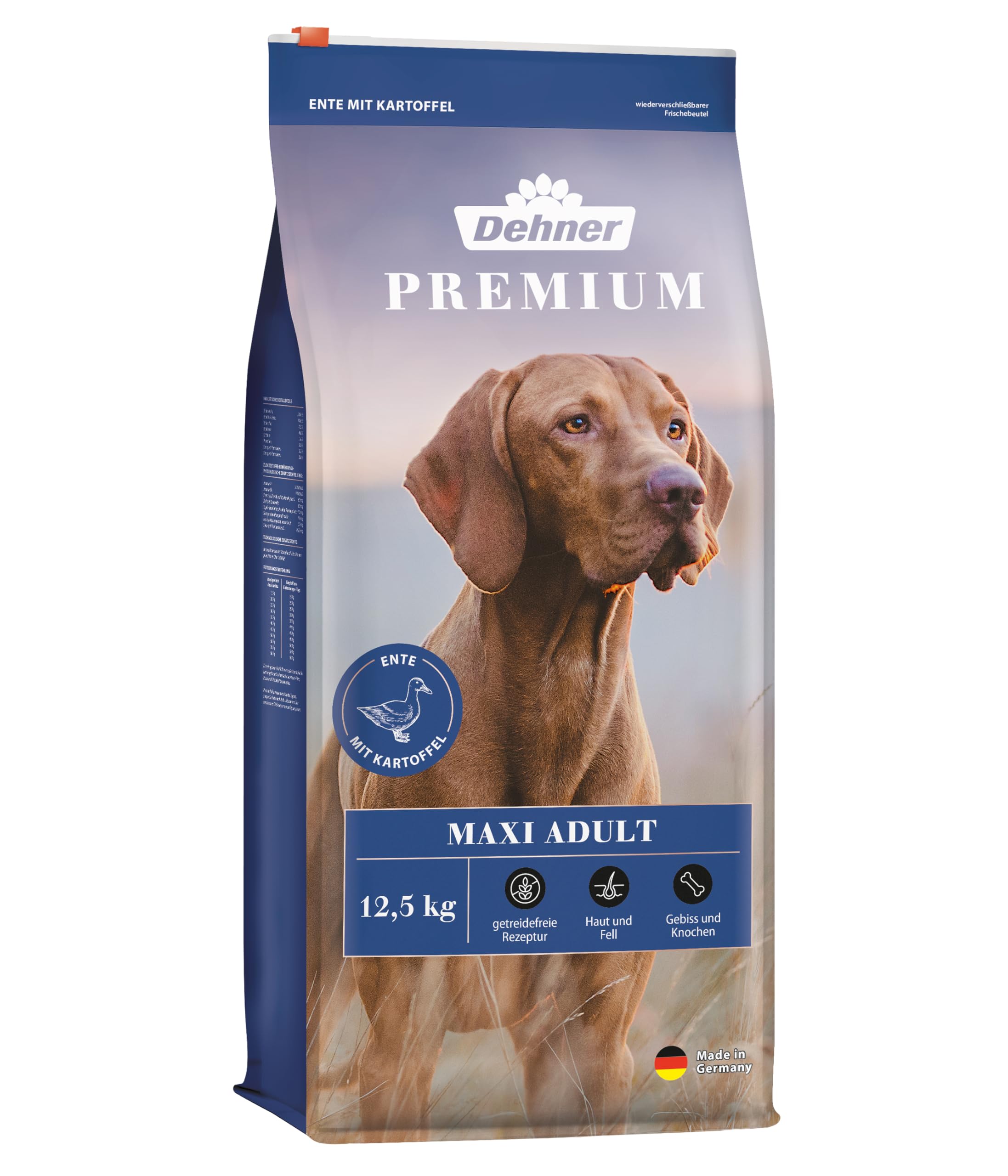 Dehner Premium Hundefutter Maxi Adult, Trockenfutter getreidefrei /  zuckerfrei, fr ausgewachsene Hunde groer Rassen, Ente / Lamm / Kartoffel,  12.5 kg : Amazon.de: Haustier