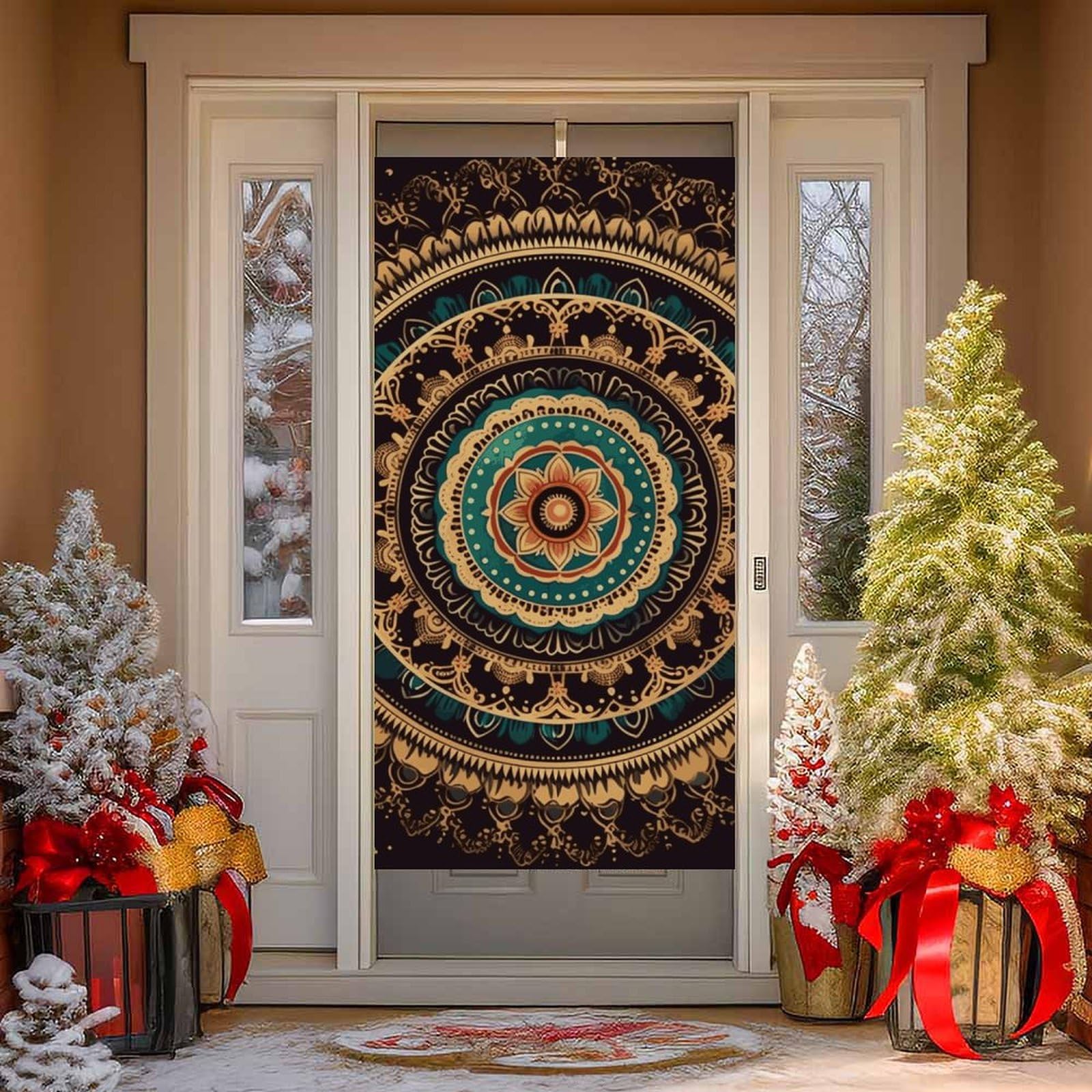 NONHAI Mandala Door Cover Decoration Welcome Door Banner Porch Sign Photo Background DoorCurtains for Doorway Privacy Window Curtain Porch Cover Indoor Outdoor Decor 70.9x35.4in