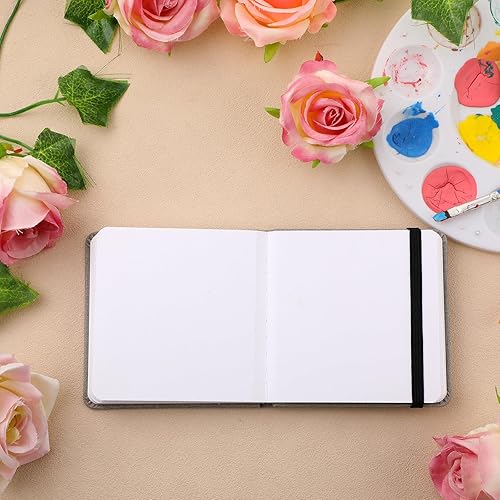 Miniatura 2 de Dispowreath Juego de 4 cuadernos de bocetos de acuarela con bolígrafos de pincel de acuarela, papel de algodón de 300 GSM, cuaderno portátil