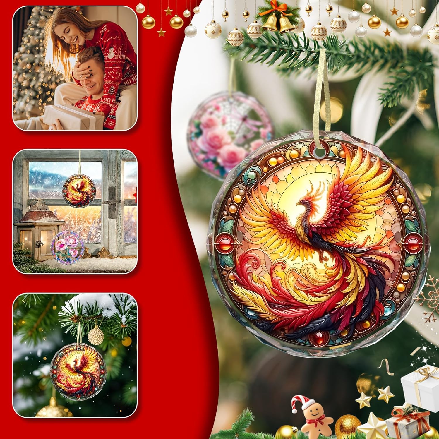 Stained Glass Phoenix Christmas Ornament, Phoenix Christmas Tree Decoration, Xmas Tree Decor, Gift Idea - Image 6