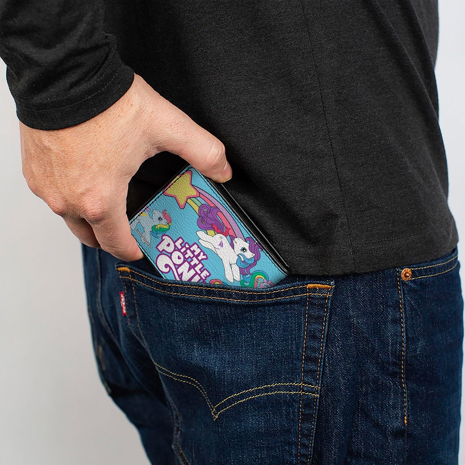 Buckle-Down My Little Pony Wallet, Bifold, My Little Pony Three Pony Rainbow Poses and Logo Multi Color, Vegan Leather