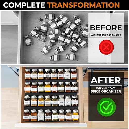 Miniatura 3 de ALCOVA Organizador extensible para cajones de especias cajón ajustable de 4 niveles, bandeja organizadora de especias para una organización
