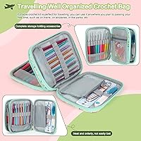 Vista 3 de Katech Juego de ganchos de ganchillo con estuche de ganchillo, 73 piezas de accesorios de tejer, gancho ergonómico de ganchillo para hacer bolsas