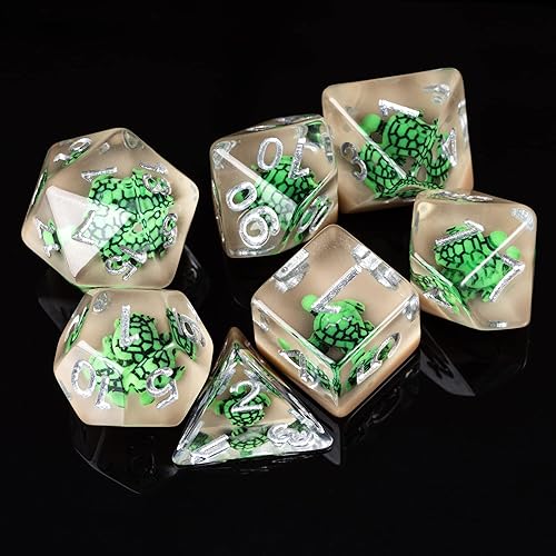 Miniatura 7 de Cusdie Dados DND de 7 troqueles, juego de dados poliédricos rellenos de animales, para juegos de rol, Dungeons and Dragons D&D, MTG Pathfinder