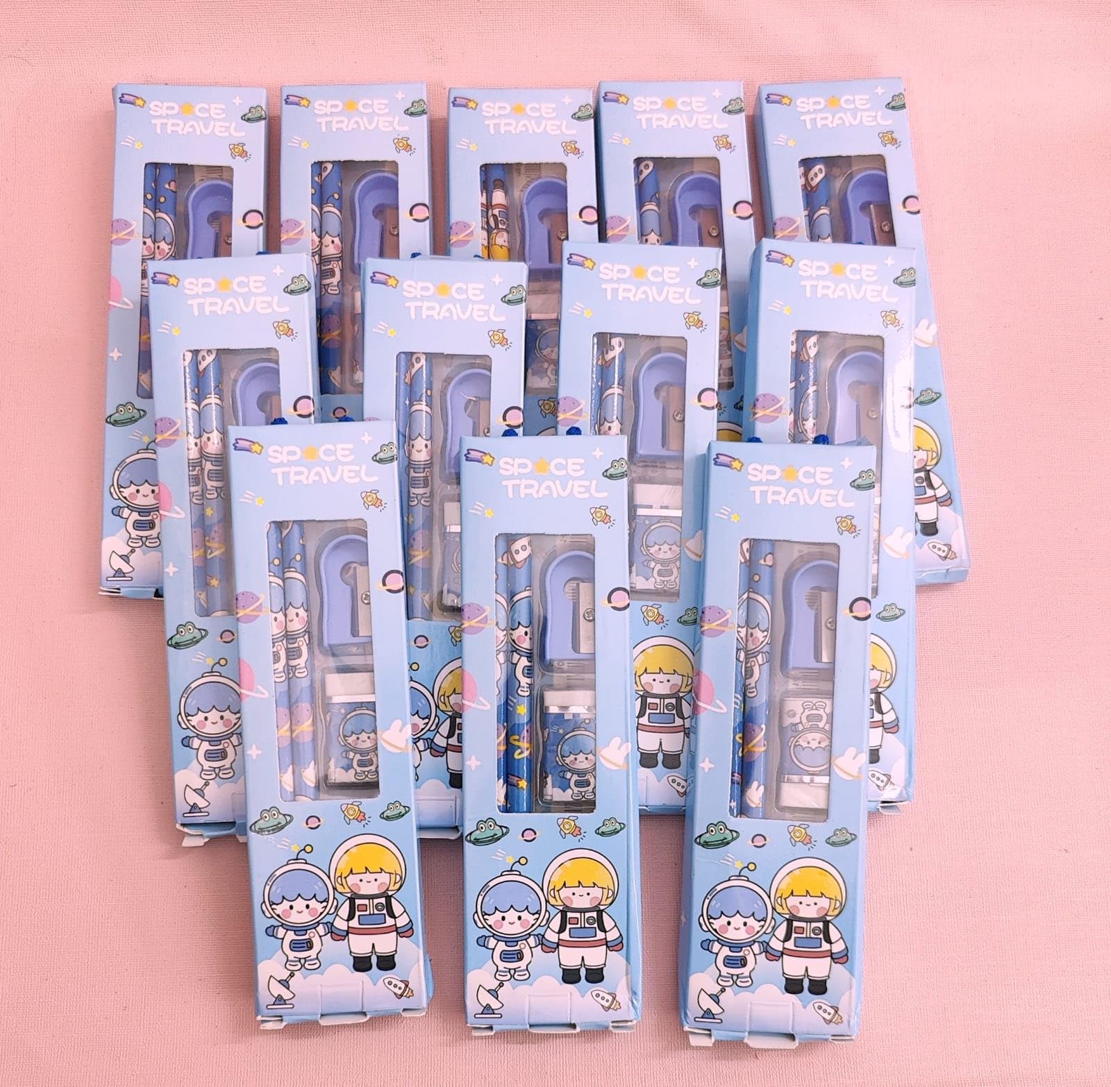 AMANVANI Pencil Sets Stationery for kids stationery set for kids return gift SMALL stationery kit pencil eraser sharpener combo pack return gift Kanjak Gift Items 12pcs 4