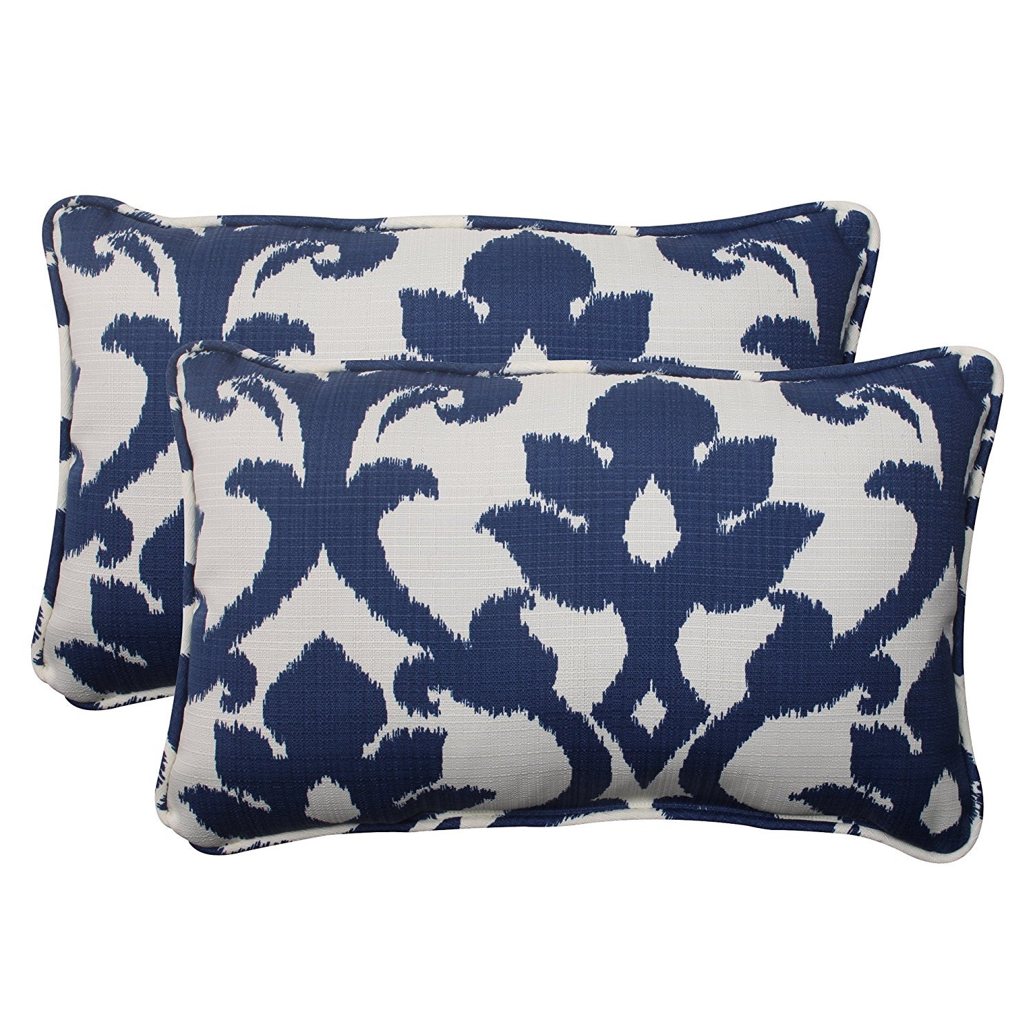 Outdoor/Indoor Pretty Paisley Navy Blue 16.5-inch Throw Pillow 16.5 in. L X 16.5 in. W X 5 in. D - Pillow Perfect
