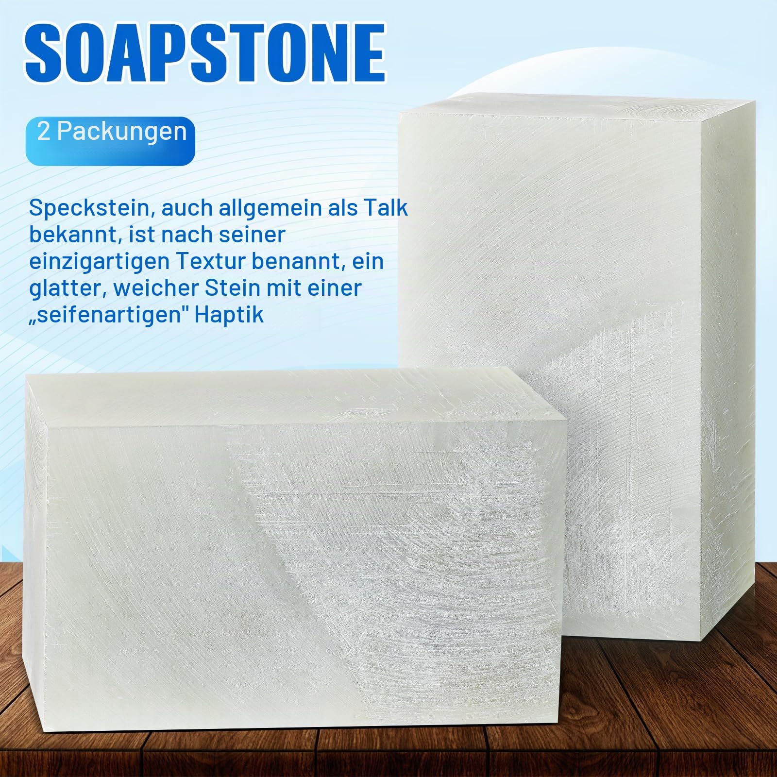 Sasylvia Speckstein-Skulptur, Steinschnitzerei, DIY, Kunsthandwerk, Speckstein für Schnitzblock, Steinsiegel-Gravur-Set, Steinschnitzset für Kinder und Erwachsene, 2 Stück