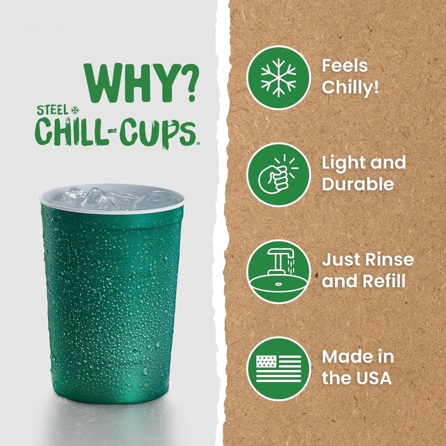 16 oz. Green Party Cups, Perfect for Cold Drinks, Sturdy & Durable, Disposable and 100% Recyclable, Made in USA, with Solid Red, Blue, and Gray Cups (12 Each, 48 Total) - Image 2