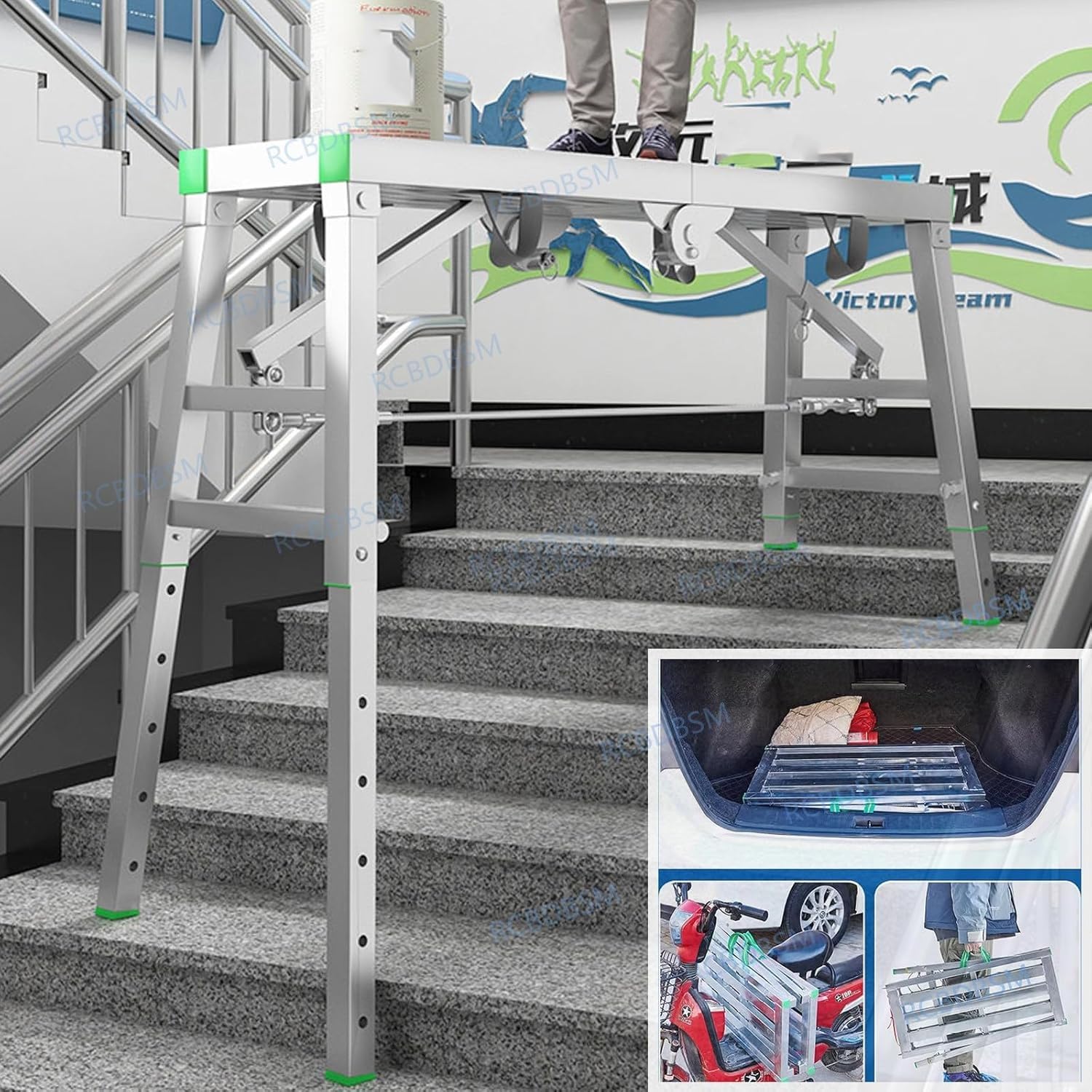 Andamio plegable portátil de altura ajustable, capacidad de carga de 400 kg, plataforma de trabajo de aluminio multiusos para proyectos de construcción y bricolaje