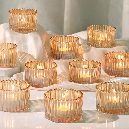 Gold Glass Tea Light Holders, Set of 24