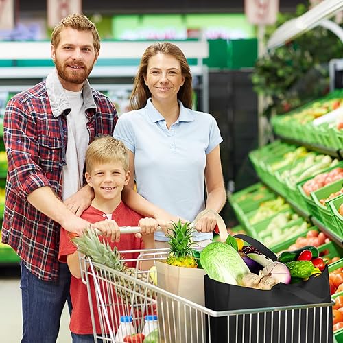 Miniatura 4 de 100 bolsas de compras reutilizables con asas, bolsa de compras de comestibles a granel, bolsas grandes de tela no tejida para regalos, plegable,