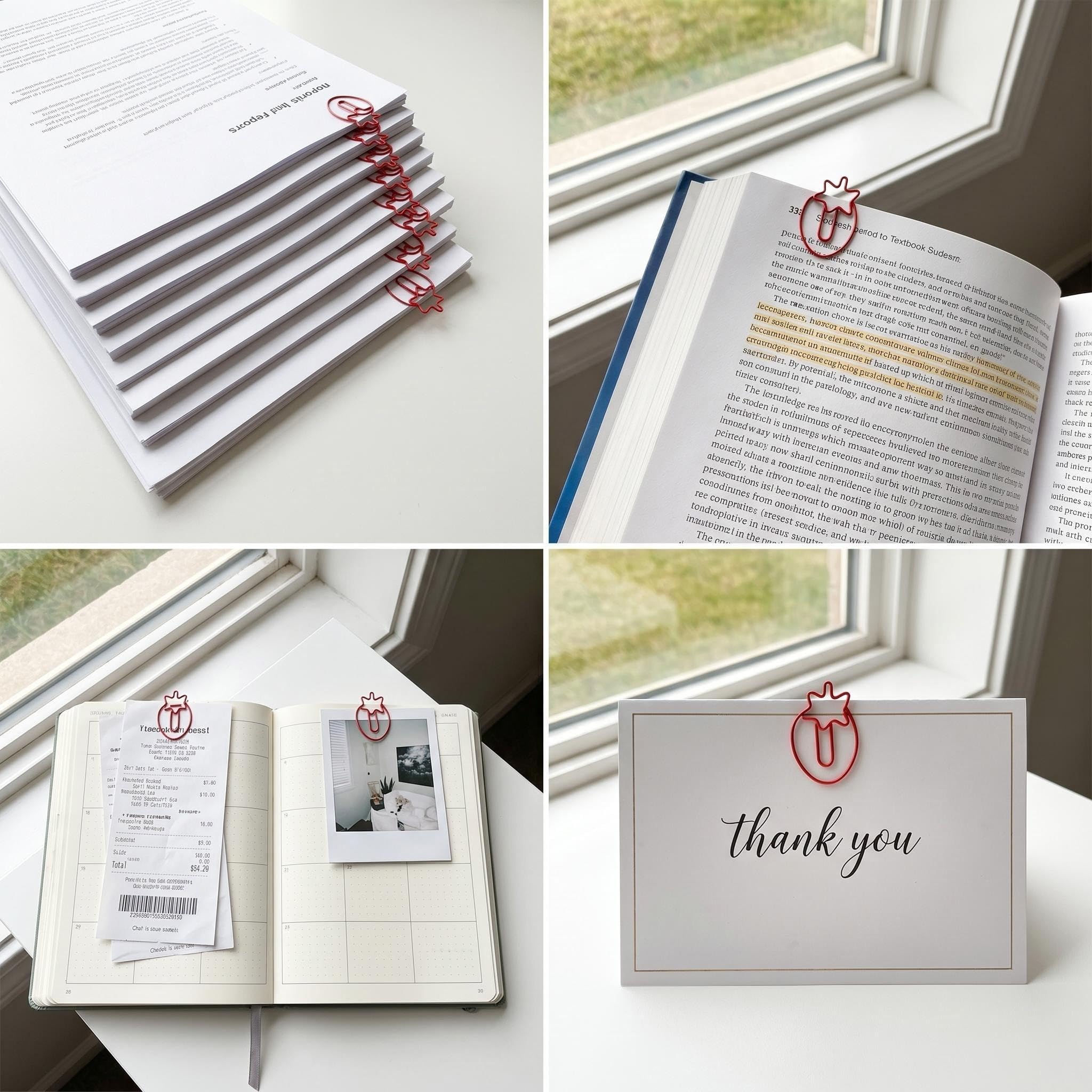 Lot de 50 trombones mignons en forme de fraise, petits trombones en métal, cadeaux de bureau pour femmes, hommes, enseignants, étudiants, collègues, école
