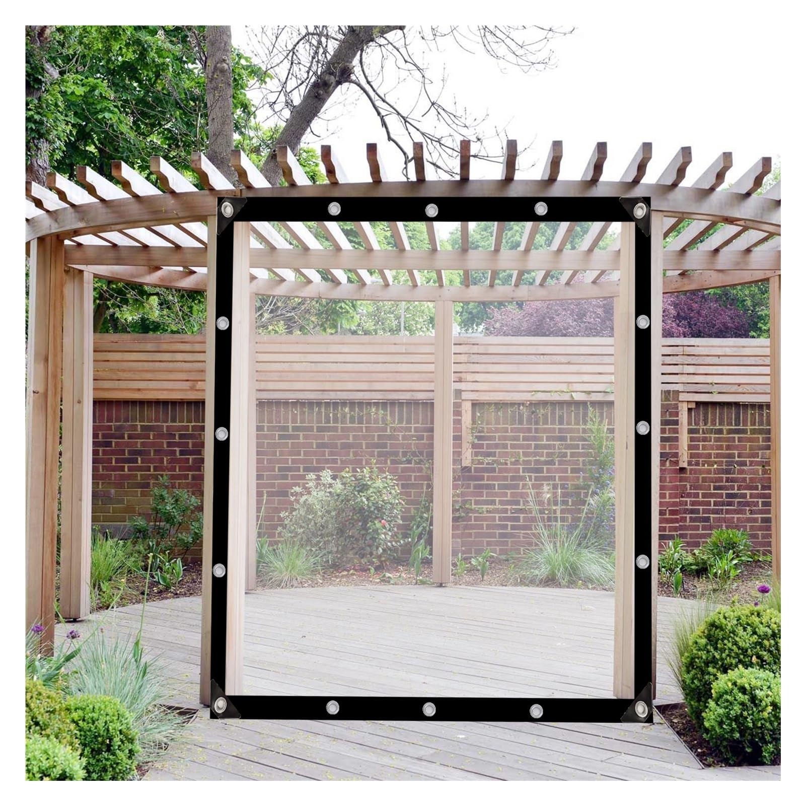 Lona transparente con ojales impermeable de 0,35 mm y 1x10 m para jardín