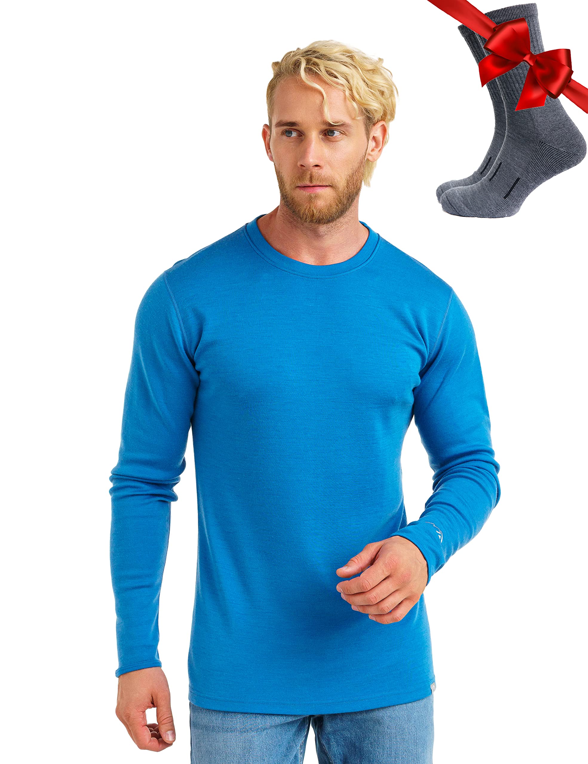 Merino.tech Merino Wool Base Layer - Mens 100% Merino Wool Long Sleeve Thermal Shirts Heavyweight, Midweight, Lite with Socks — view 41