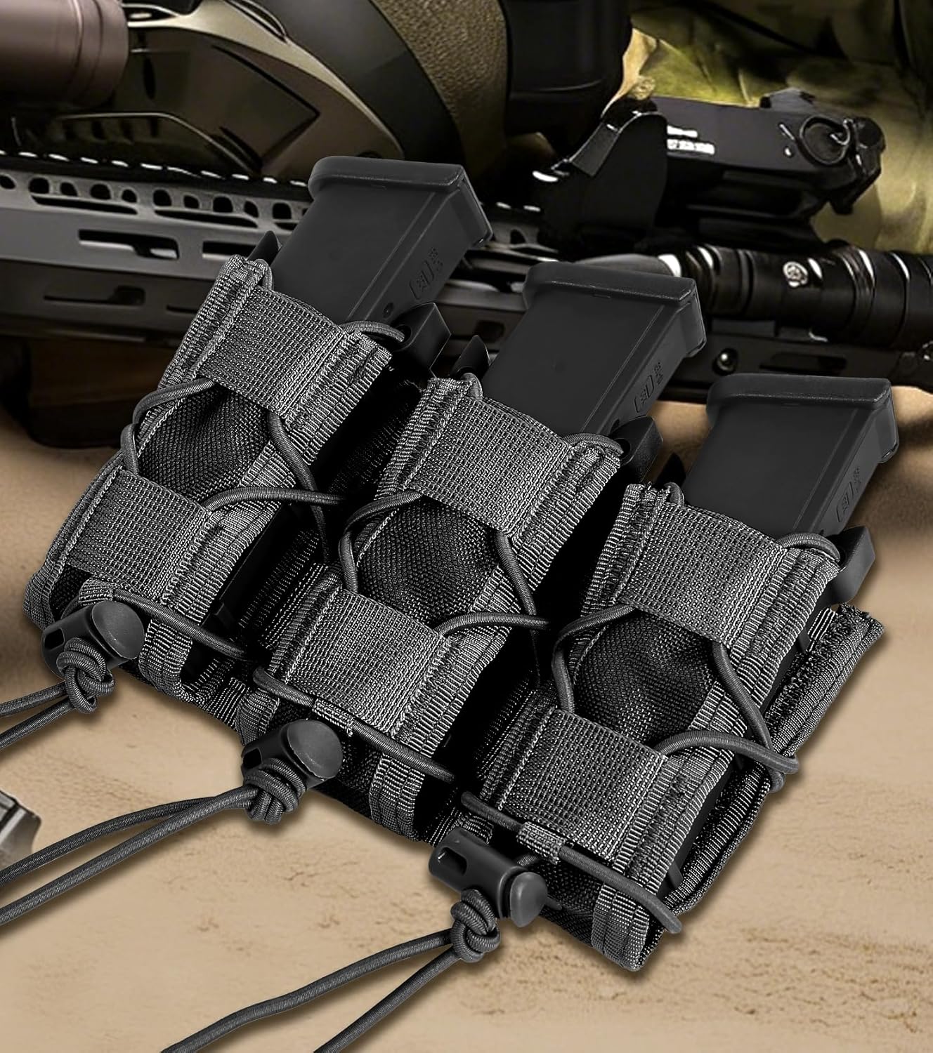 1000D Nylon Molle Mag Pouch, Universal 9mm Magazine Holder & Pistol Mag Pouch, Fits MOLLE & Tactical Vests