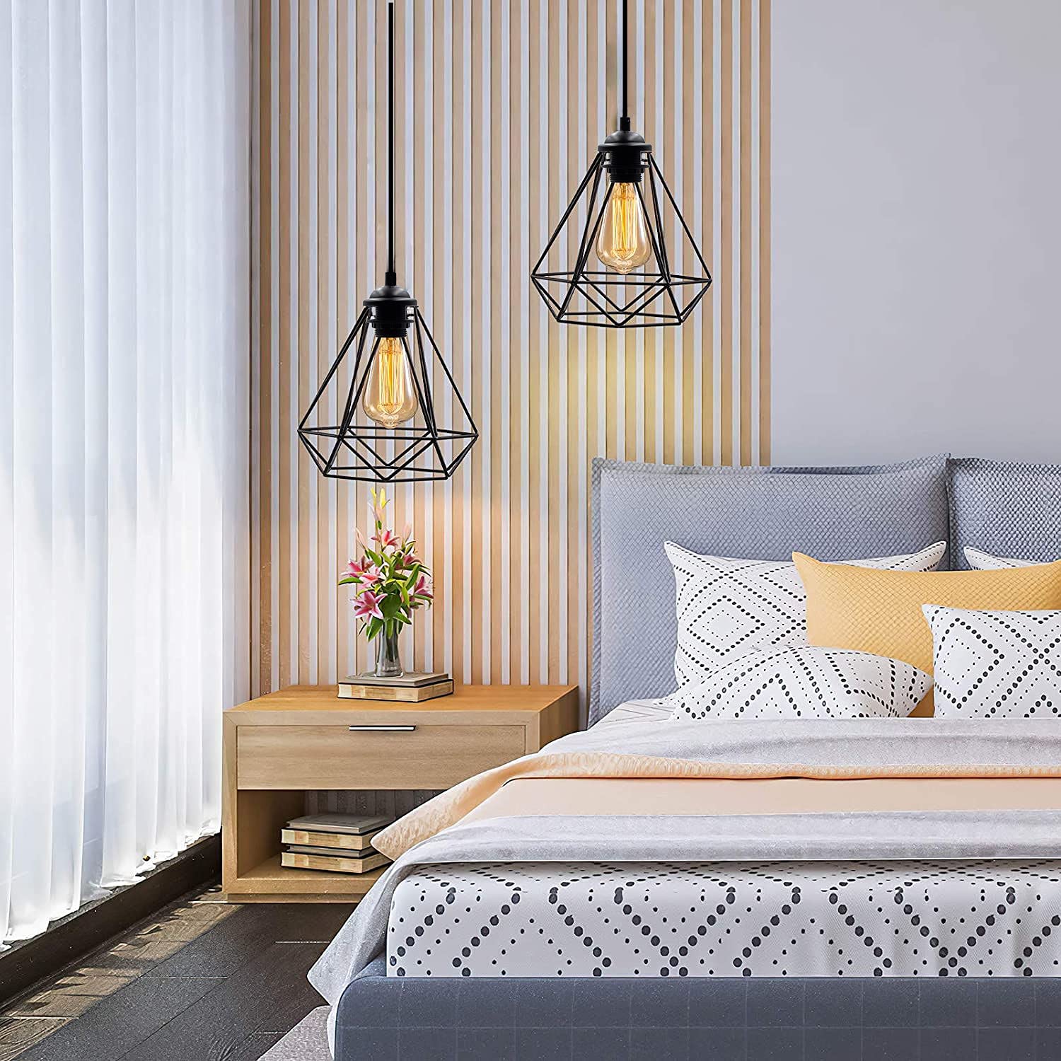 Pendelleuchte Kit 2 Stück Mini Pendelleuchte Kabel Buchse E27 Lampenfassung 1,2 m Einstellbare Industrielle Vintage Hängende Decke Laterne Leuchte für Schlafzimmer Kronleuchter