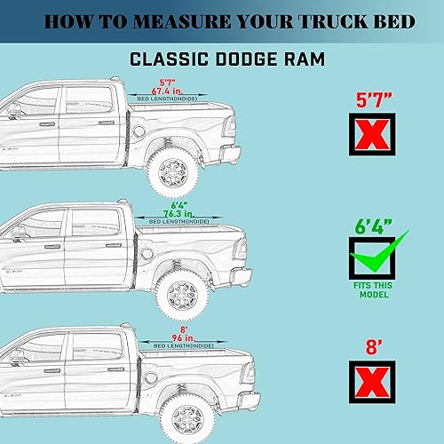 Miniatura 2 de Calffree CFHT-012 - Cubierta rígida plegable para caja de camioneta  CFHT-012  Se adapta a Dodge Ram 1500 2009 - 2023 caja de 6 pies 4 pulgadas sin